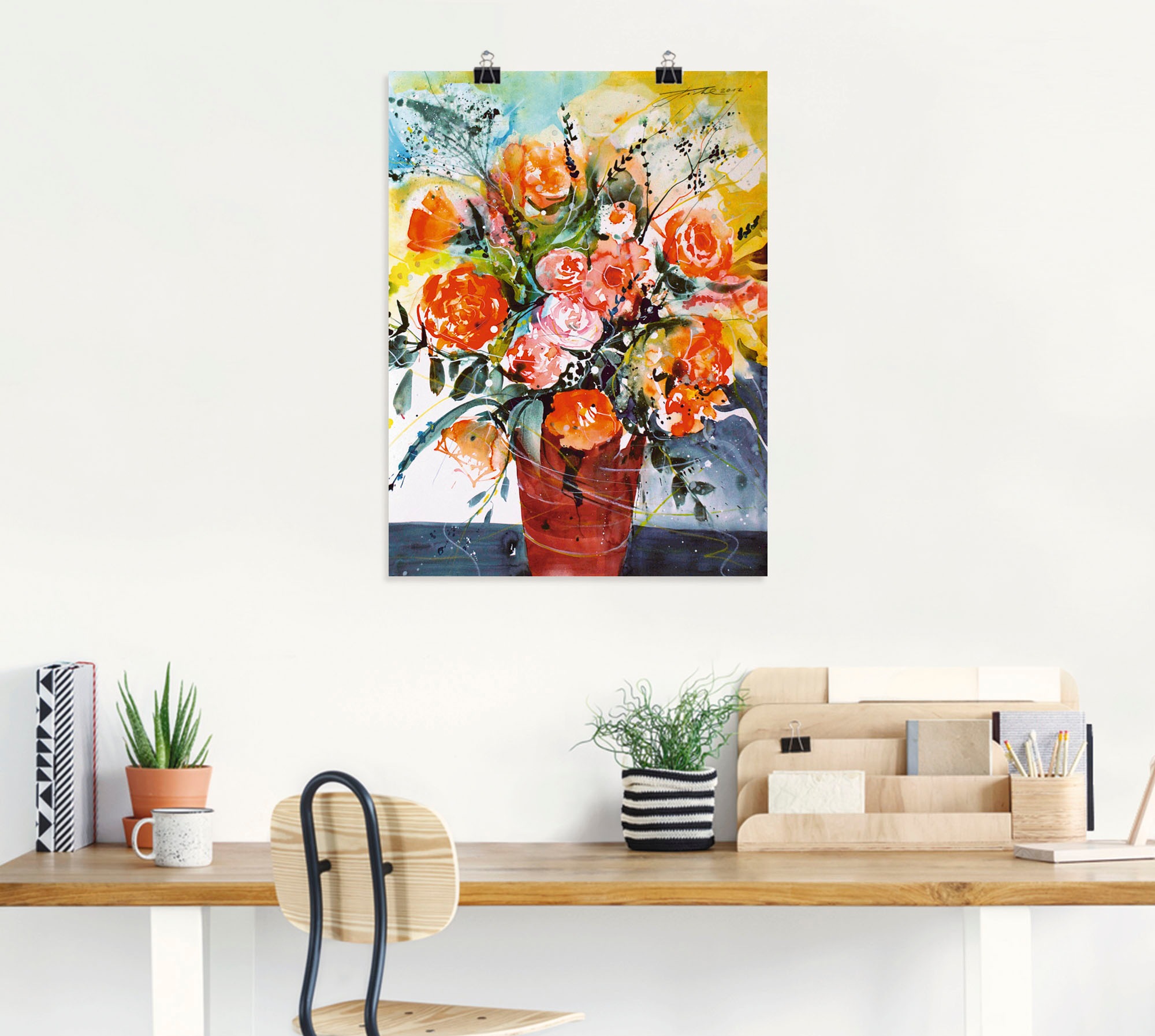 Artland Poster »Rosen in brauner Vase« Blumen 1 Stk. tlg. ohne Rahmen