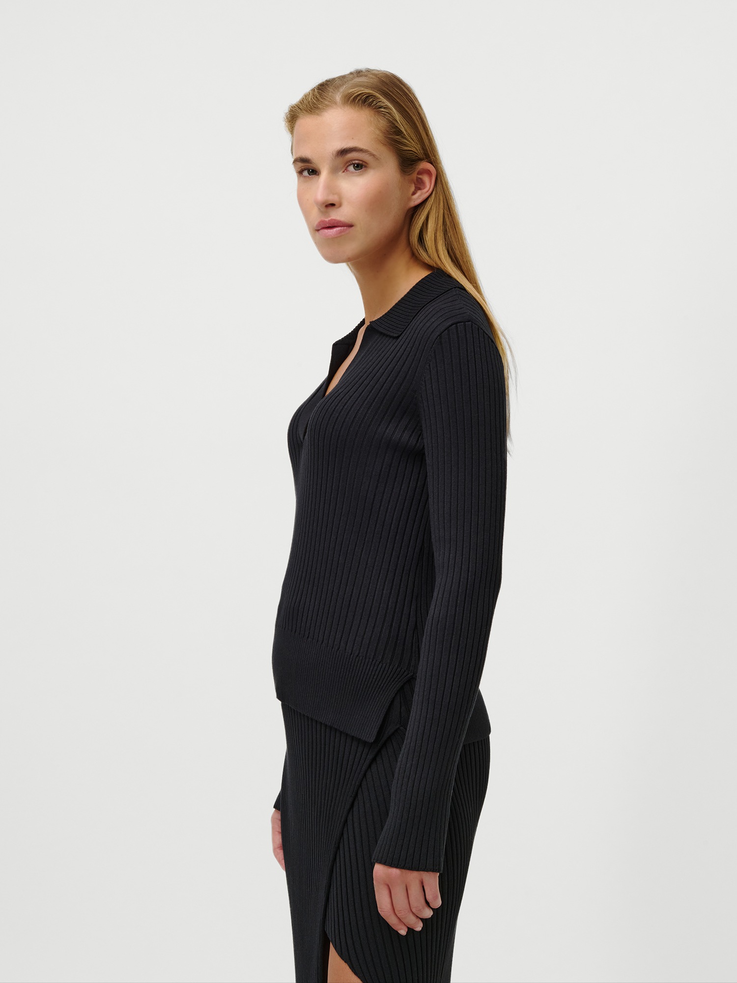 LeGer Polokragenpullover »Charlotte, LeGer by Lena Gercke« Polokragen mit V-Ausschnitt, Rippstrick