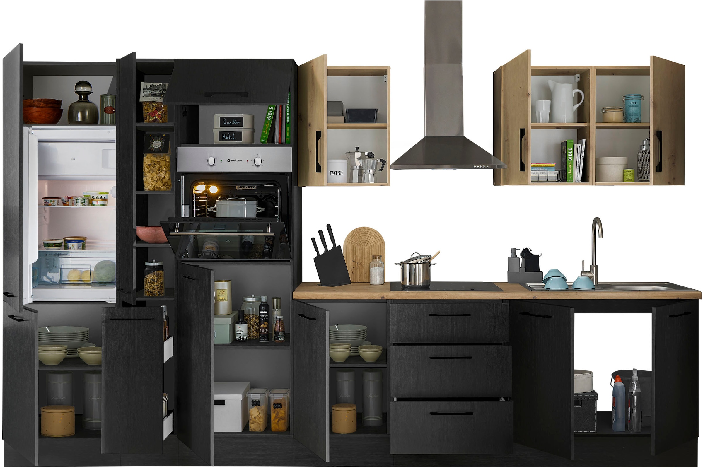 BASIC by Balculina Küchenzeile »Turin« Breite 360 cm, wahlweise mit E-Geräten