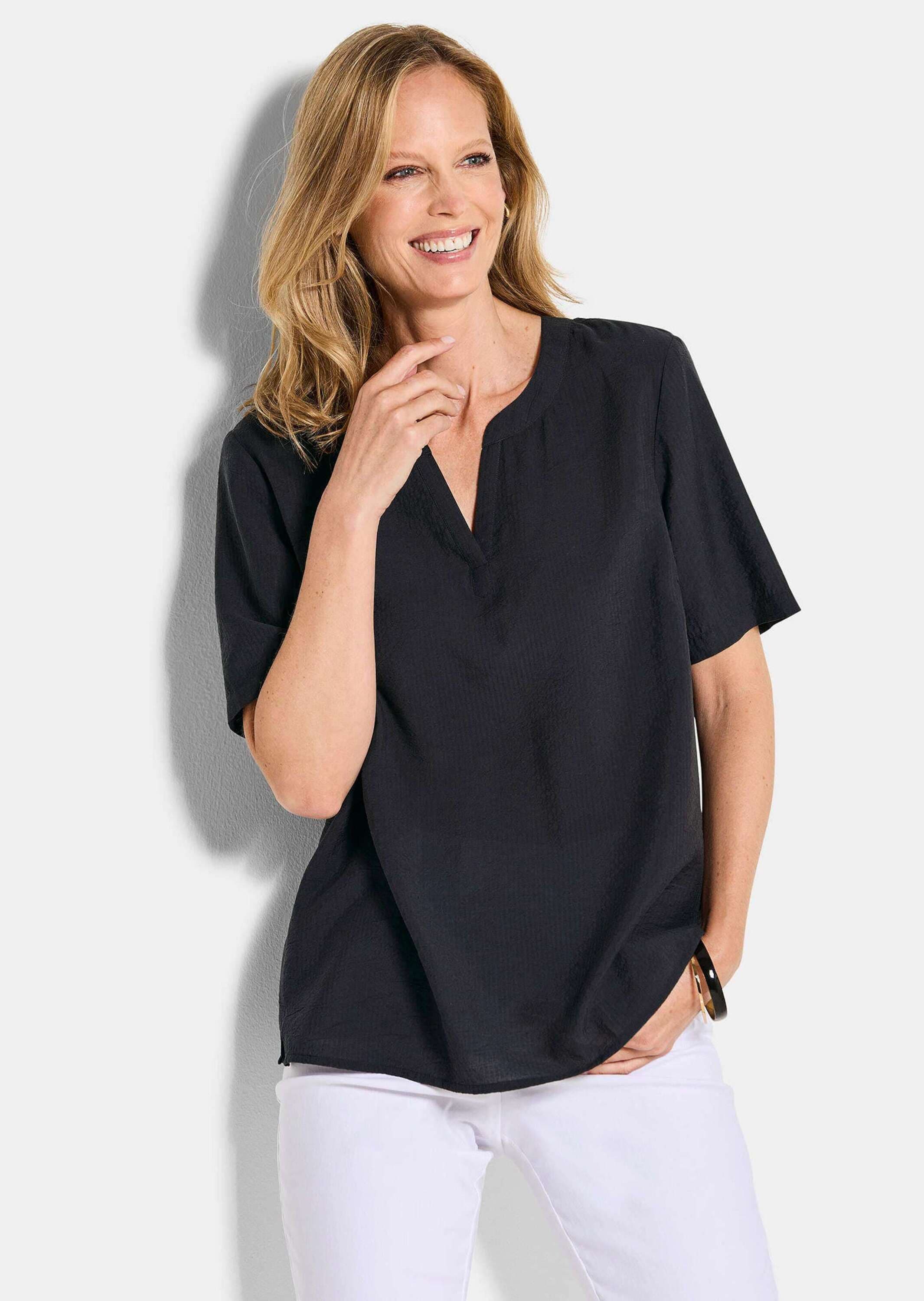 GOLDNER Schlupfbluse »Blusenshirt mit feiner Streifenstruktur« figurschmeichelende Schnittführung