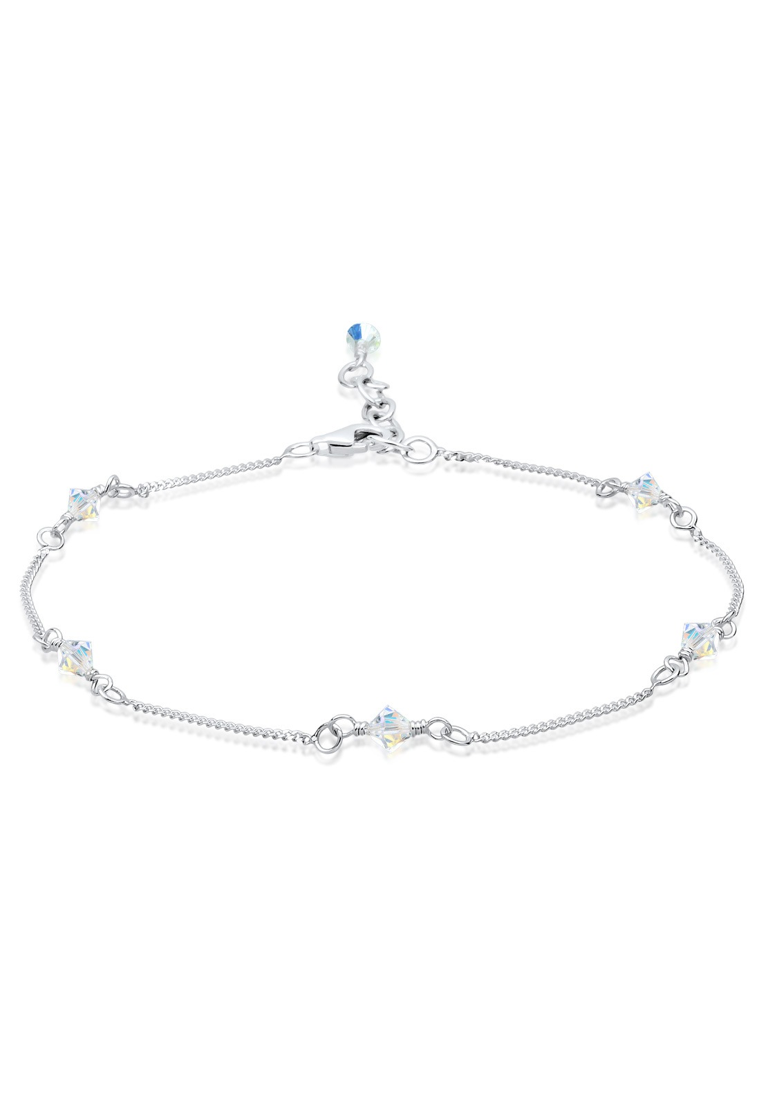 Elli Fußkette »Fußschmuck Basic Strand Bead Kristalle 925 Silber«