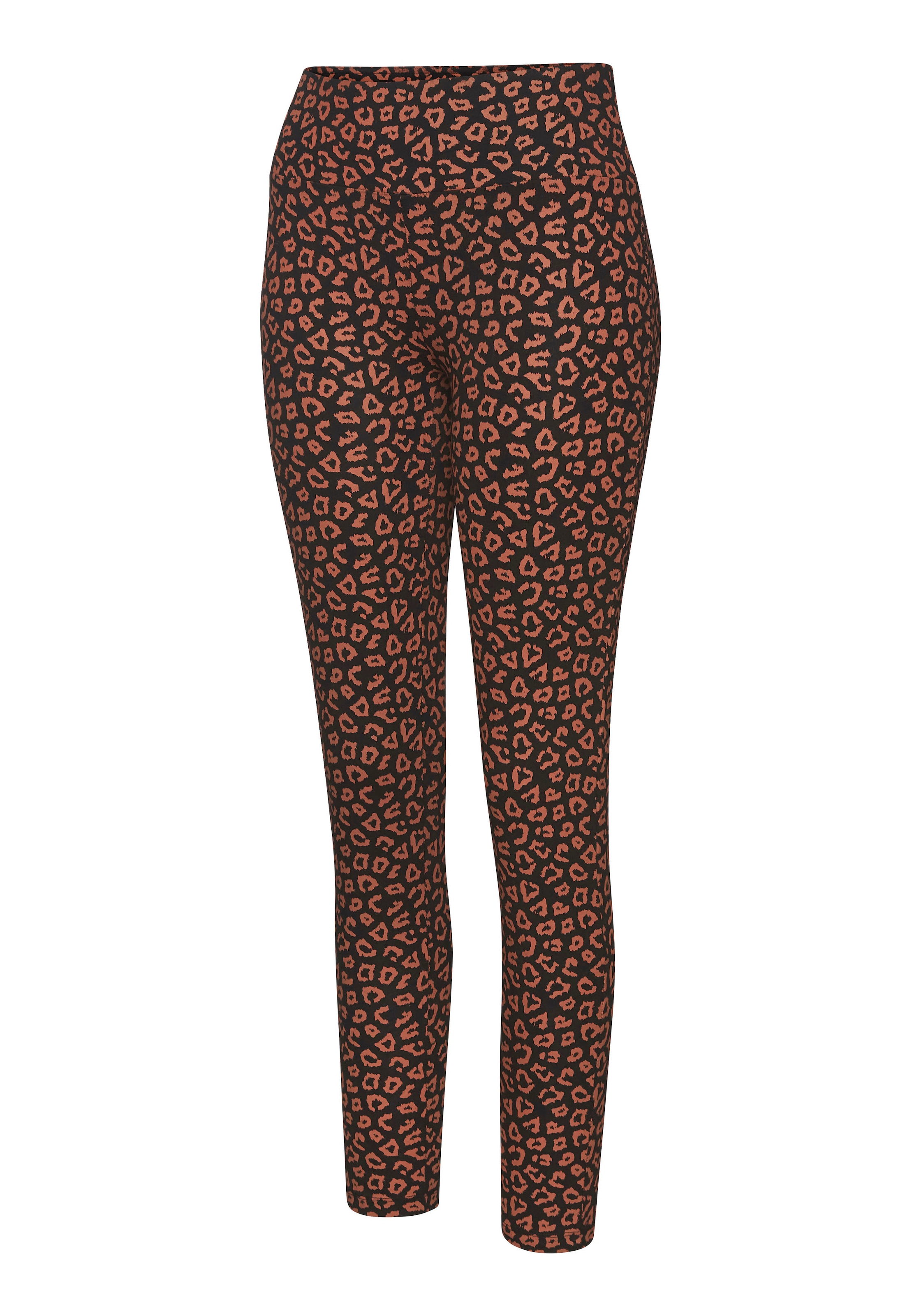 LASCANA Leggings, Sweatleggings mit breitem Bündchen im Leo-Print, Loungewear