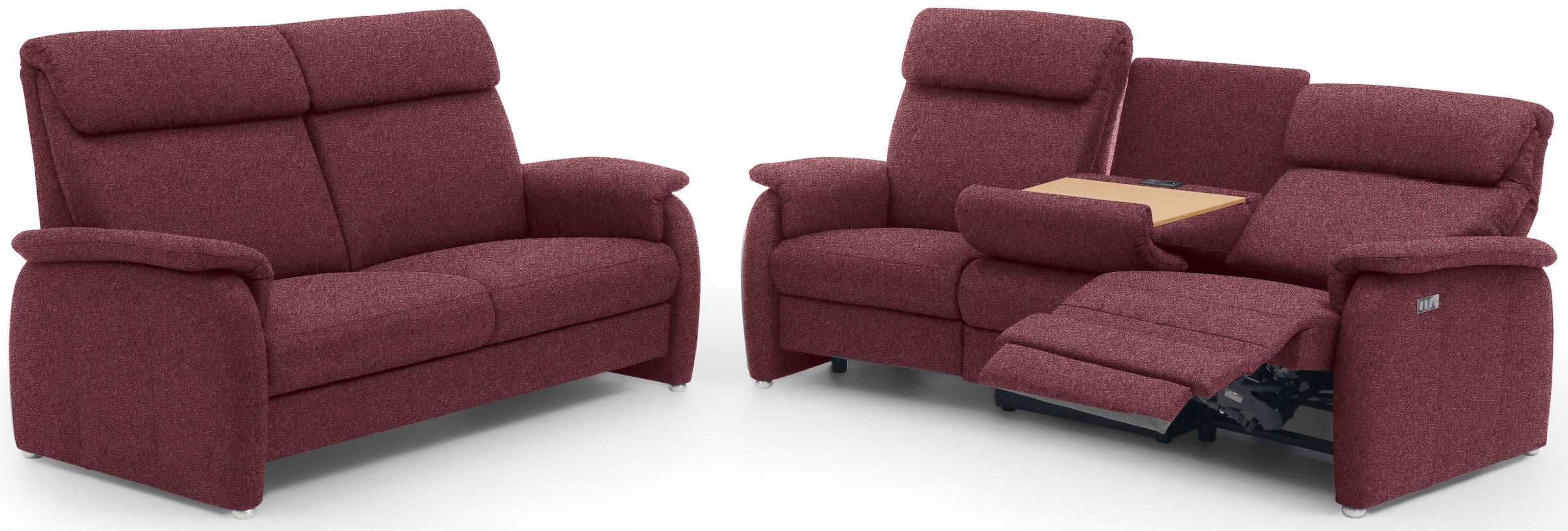 Home affaire 3-Sitzer »Turin mit Steckdose und USB-Port auch in Easy care-Bezug«, 2 x vollmotorische Relaxfunktion, herunterklappbarer Tisch