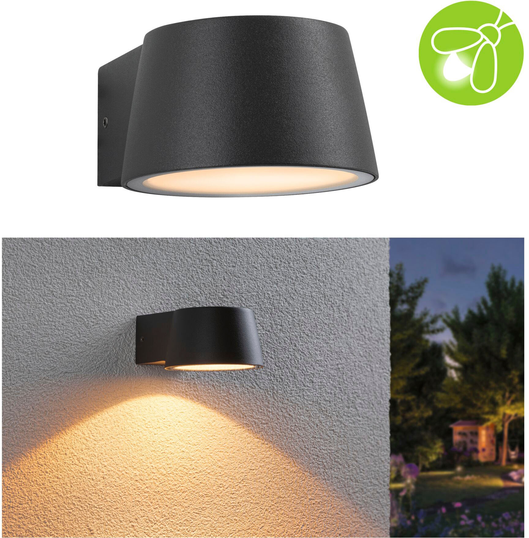 Paulmann LED Außen-Wandleuchte »Outdoor 230V Capea Aluminium anthrazit insect friendly«, 1 flammig, Insektenfreundlich, IP44, 2200K