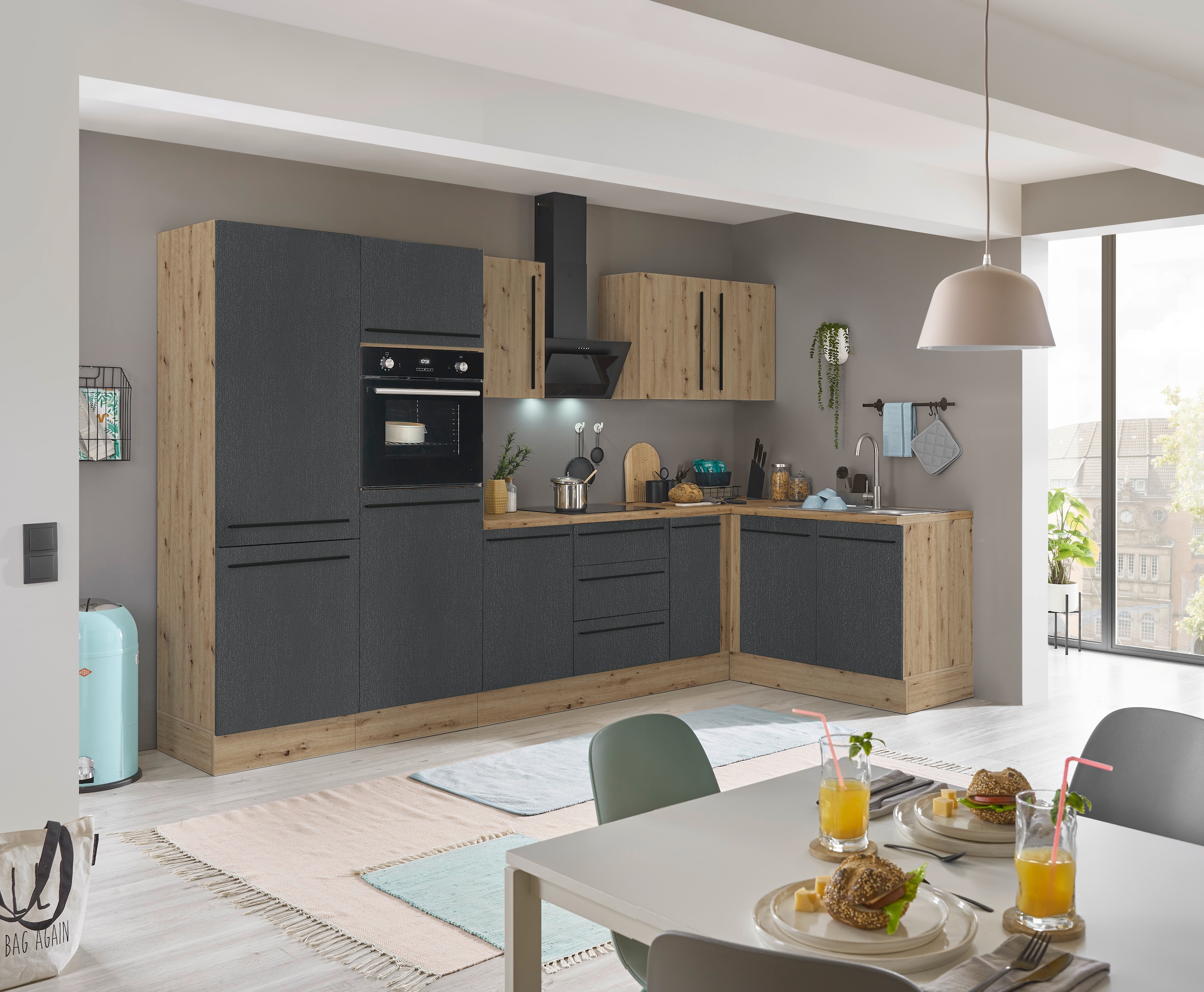 KOCHSTATION Winkelküche »Florida, Stellbreite 330x165 cm«, wahlweise mit E-Geräten, mit Softclose für Türen und Schubkästen