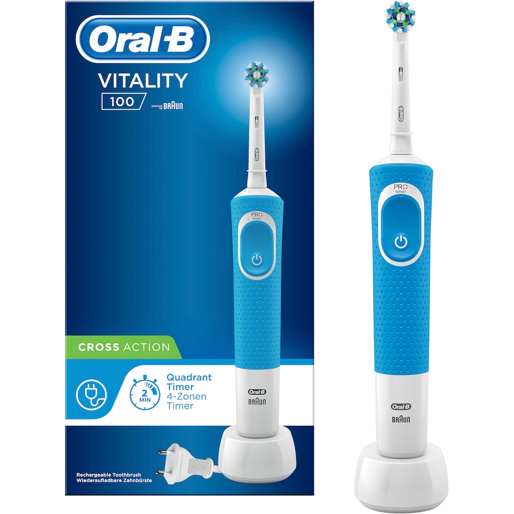 Oral-B Elektrische Zahnbürste »Vitality 100 CrossAction Blau«, 1 St. Aufsteckbürsten