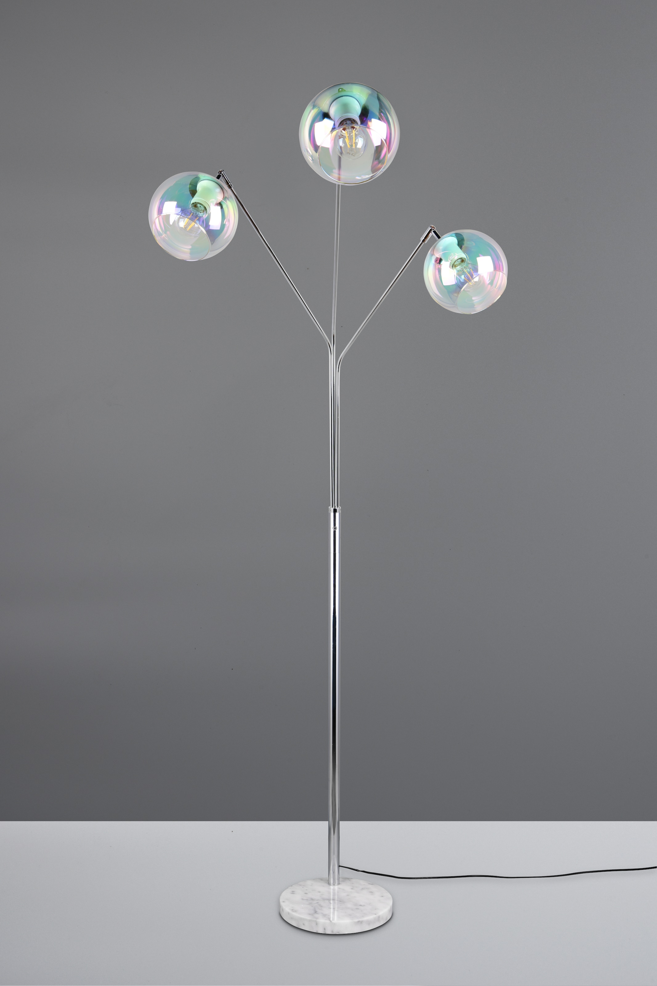 TRIO Leuchten Stehlampe »PAXTON, dreiflammige Stehleuchte, Glas Lampenschirme, Arme verstellbar« E27 1 Stk. warmweiß - kaltweiß exkl. 3x E27 max 10W, Höhe 200cm Breite 67cm, Kippschalter, 2m Kabel