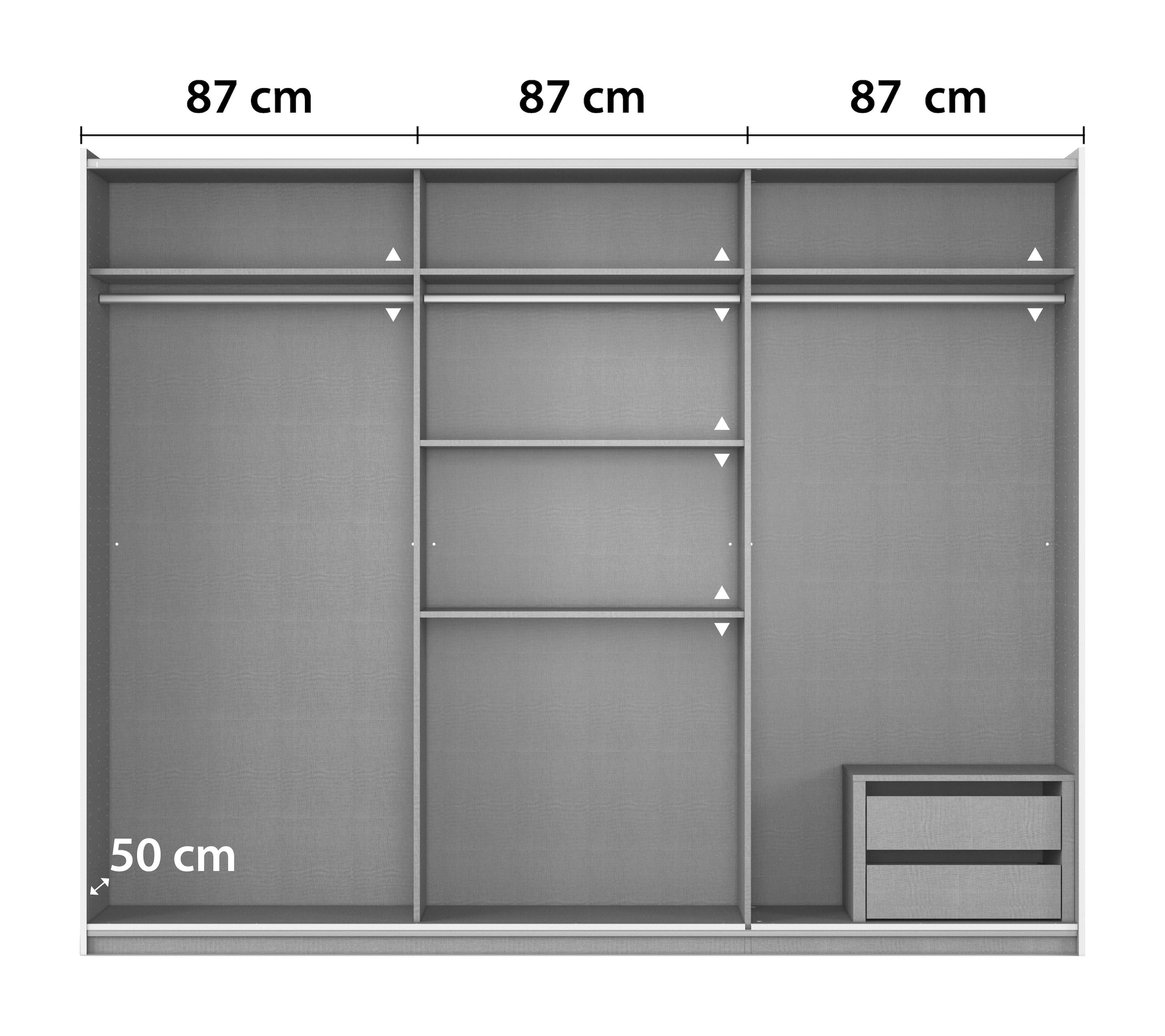 rauch Schwebetürenschrank »Kleiderschrank Garderobe TOPSELLER AURELIO mit 3 Ausstattungsvarianten«, 3 verschiedene Ausstattungsvarianten Griffe aus Metall MADE IN GERMANY