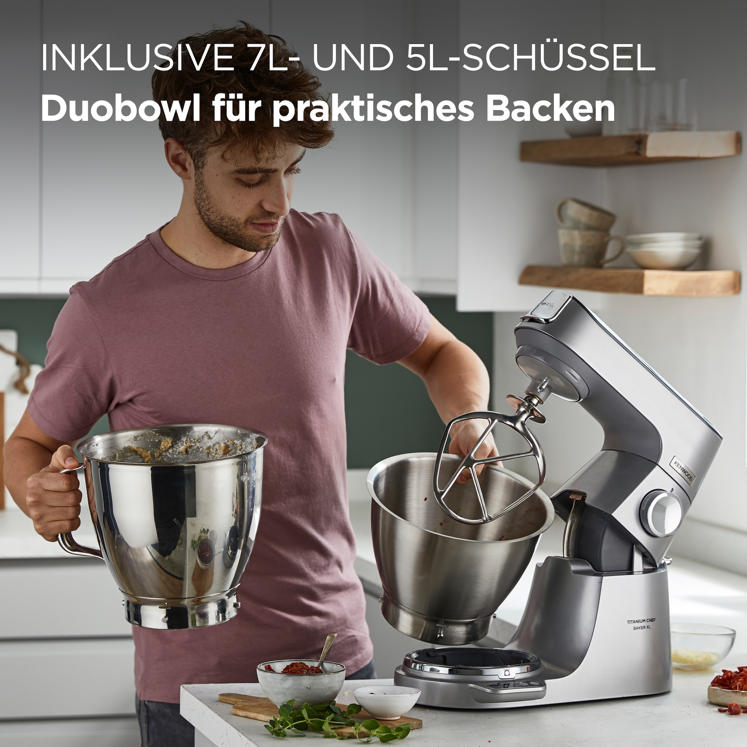 KENWOOD Küchenmaschine »Titanium Chef Baker XL KVL85.224SI i«, inkl. umfangreiches Zubehör, integrierter EasyWeigh Waage