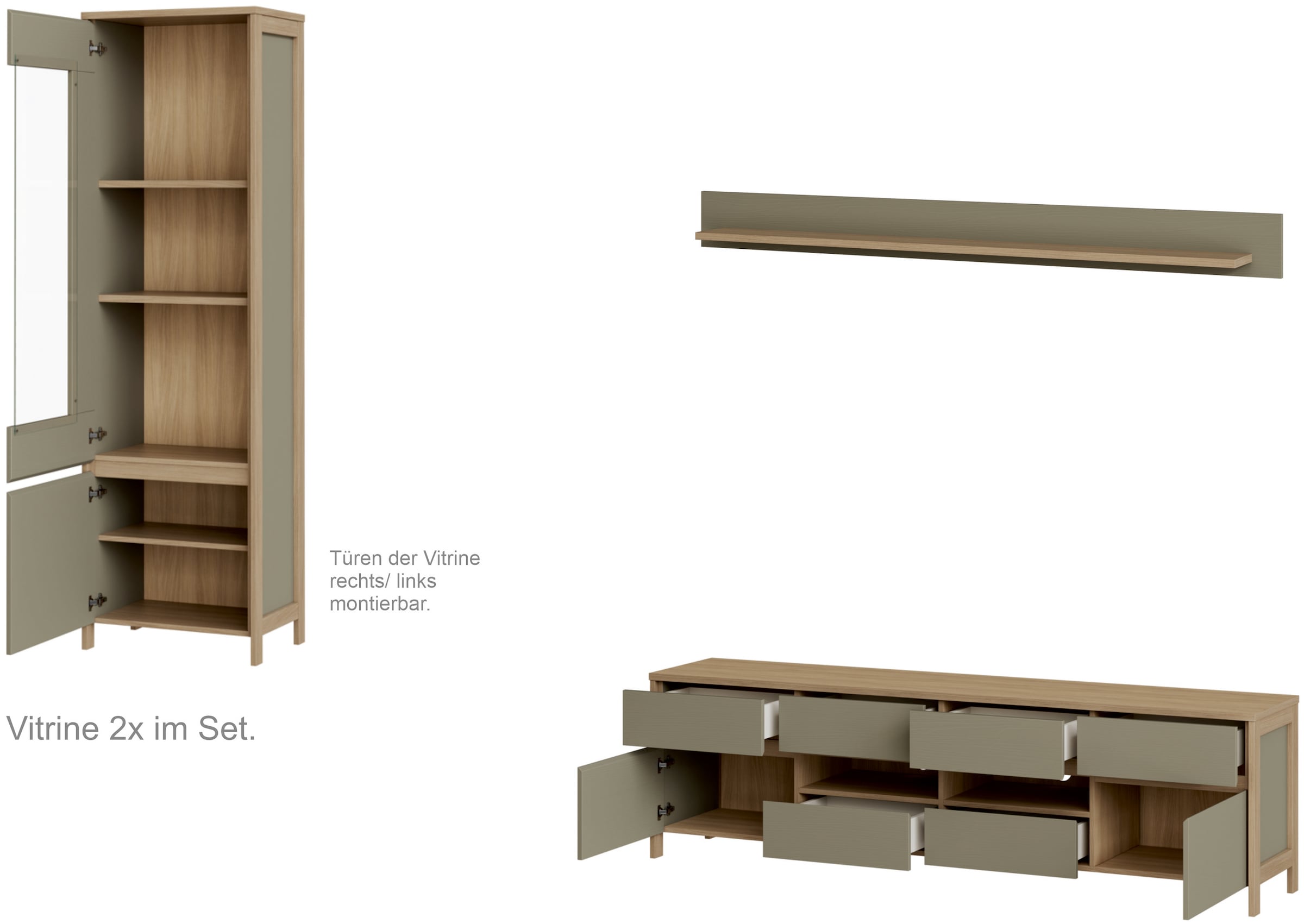 Home affaire Wohnwand »Stranda, moderne Anbauwand, Komplettset im Scandi-Style« 4 Stk. tlg.