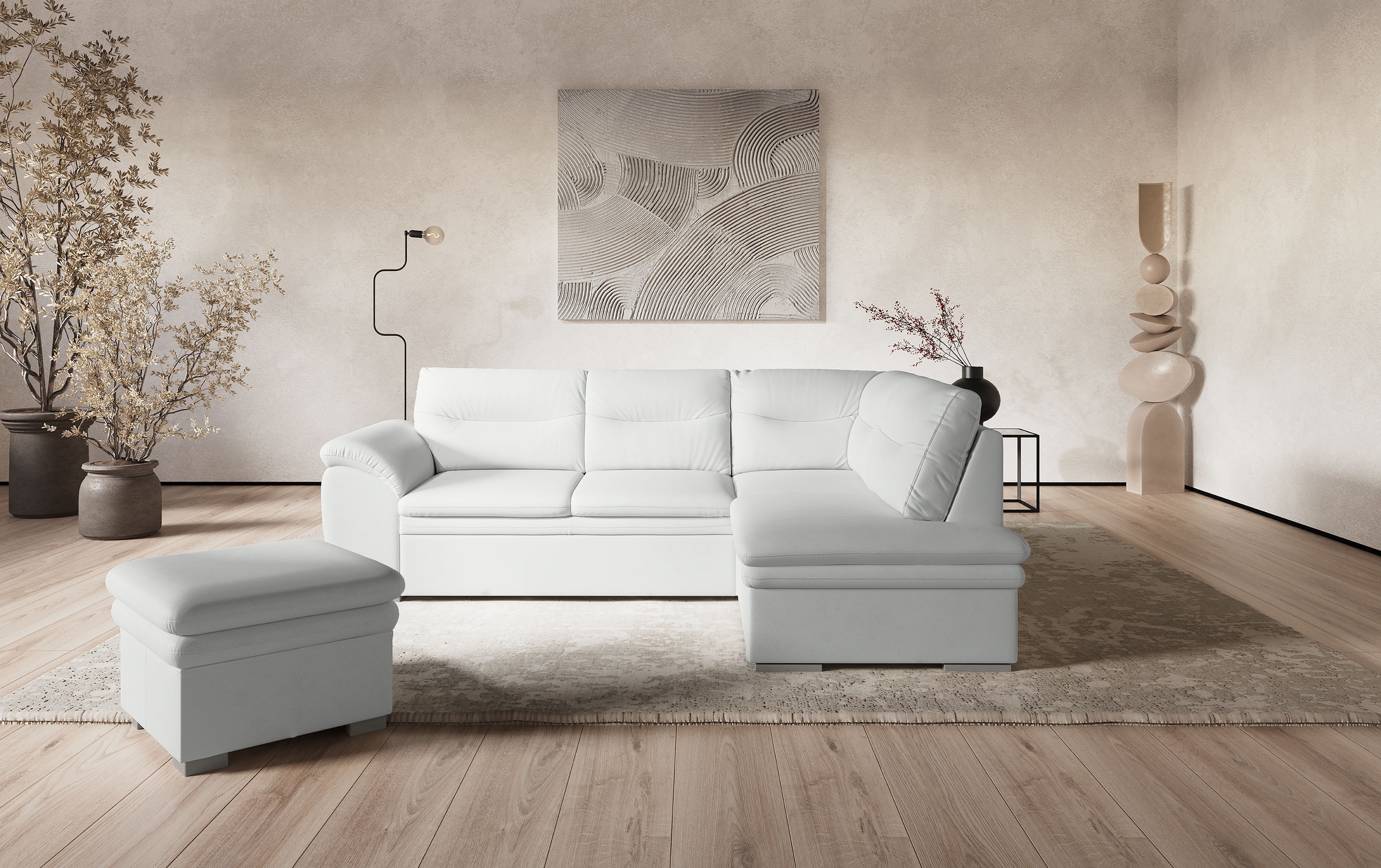COTTA Ecksofa »Leandra L-Form« wahlweise mit Schlaffunktion & Bettkasten