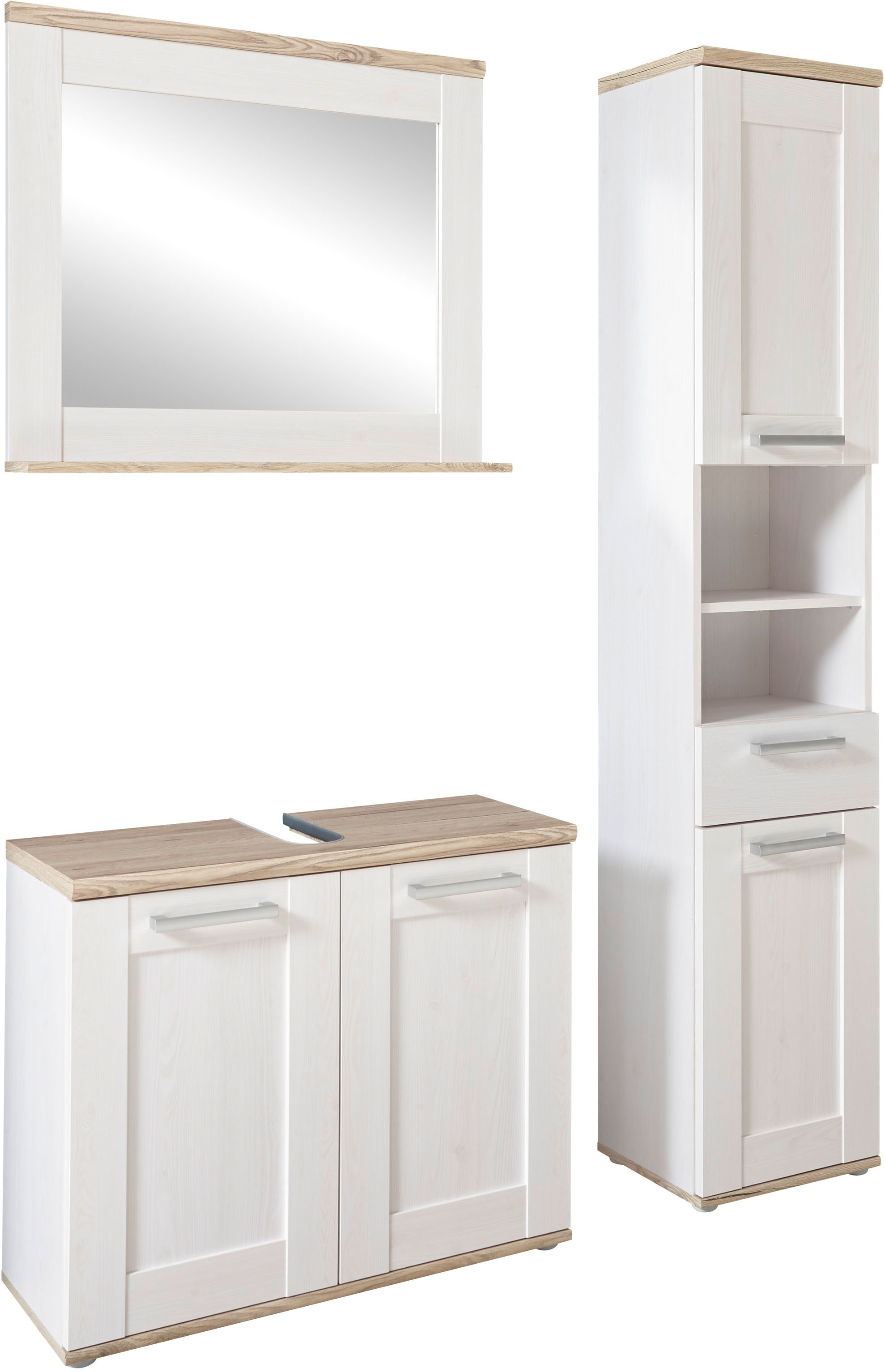 BASIC by Balculina Waschbeckenunterschrank »Romance Waschbeckenunterschrank, Badezimmerschrank 80x66x32«, (1 St.), Breite 80 cm, Tür L/R montierbar
