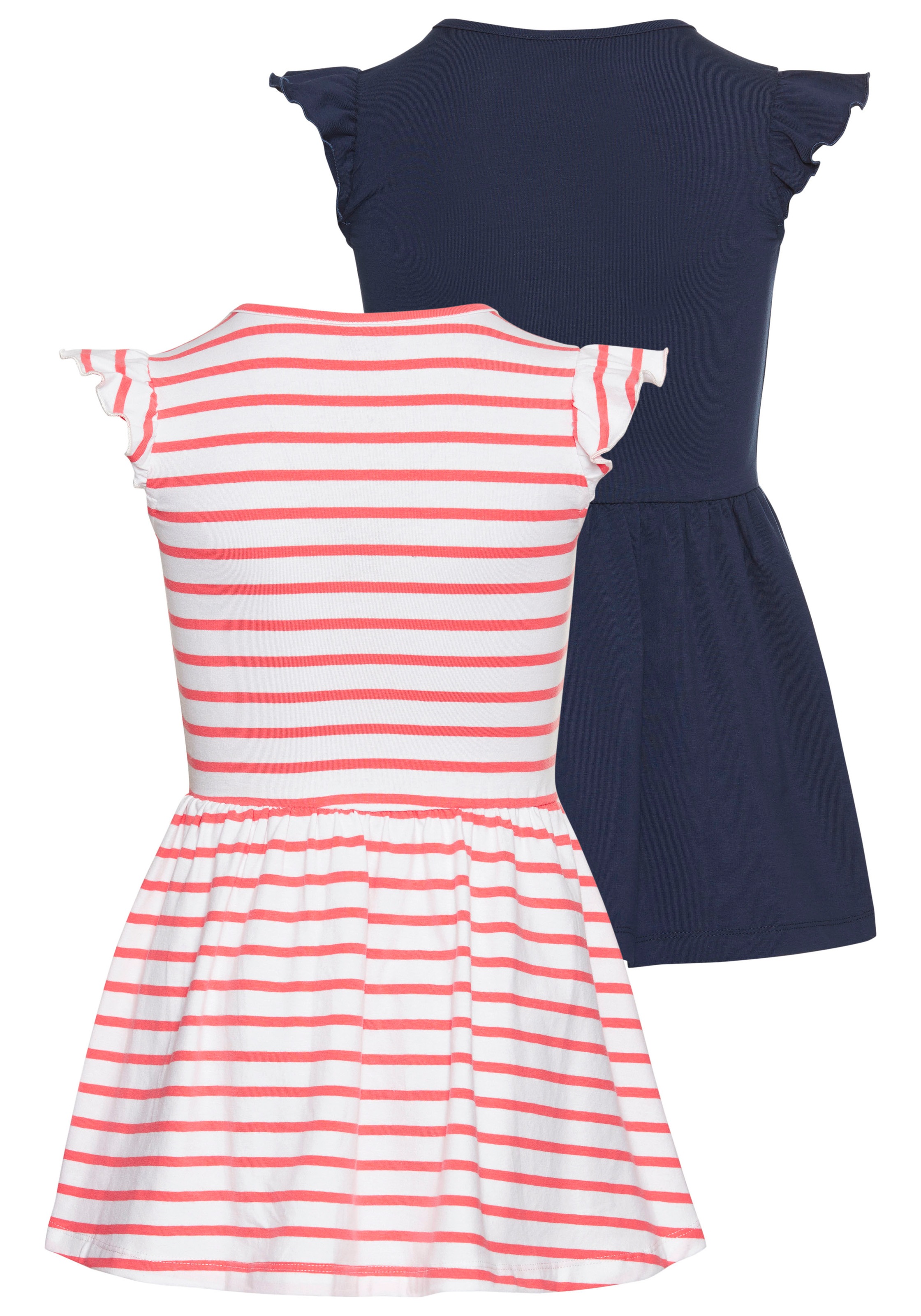 KIDSWORLD Jerseykleid »2er Pack Shirtkleider«, (Packung, 2 tlg.), 1x uni und 1 x geringelt