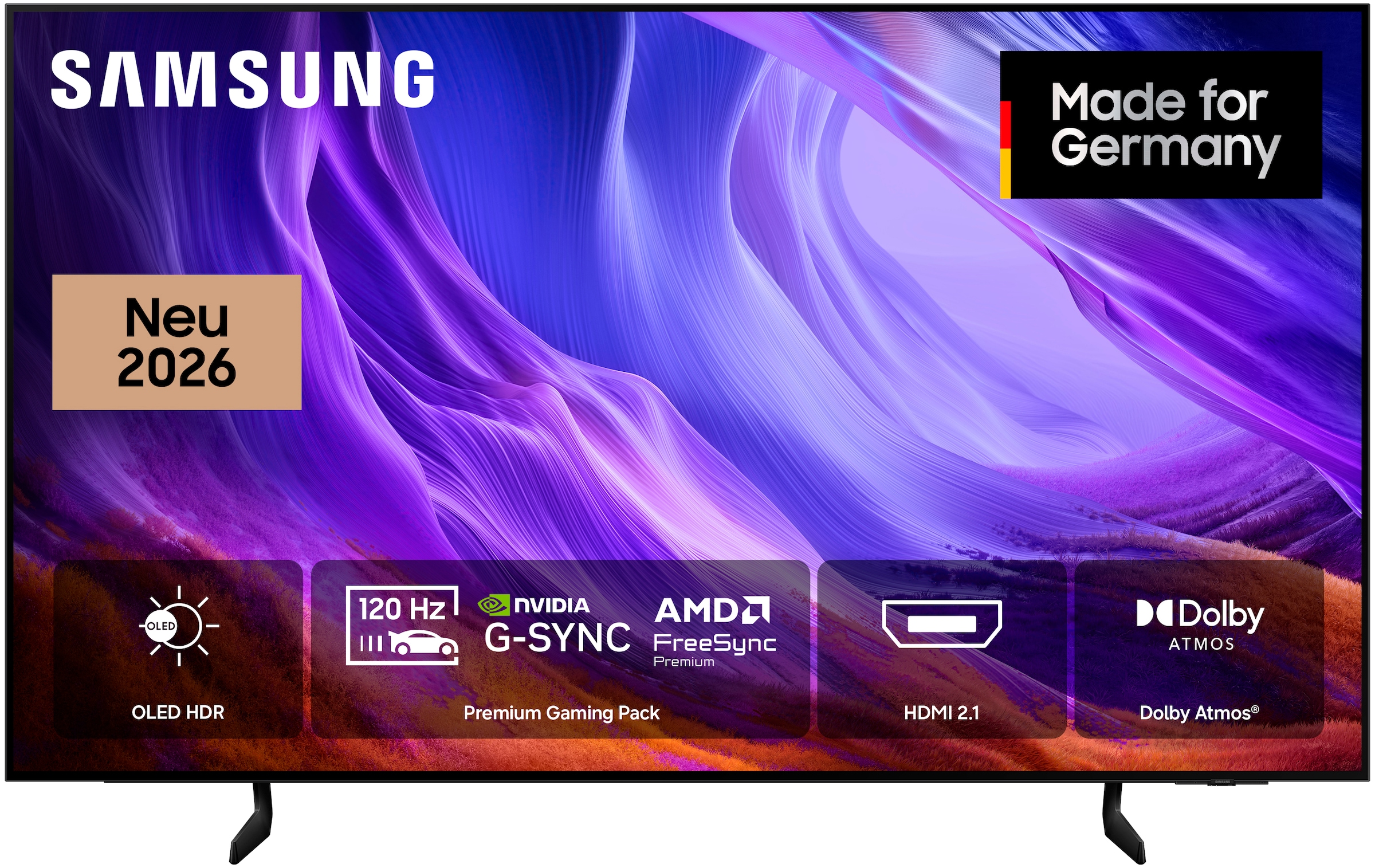 Samsung OLED-Fernseher »GQ77S83HAE« 195 cm/77 ″ Smart-TV HDR 10+ Bild, Premium Gaming Pack mit 120Hz, HDMI 2.1, Dolby Atmos