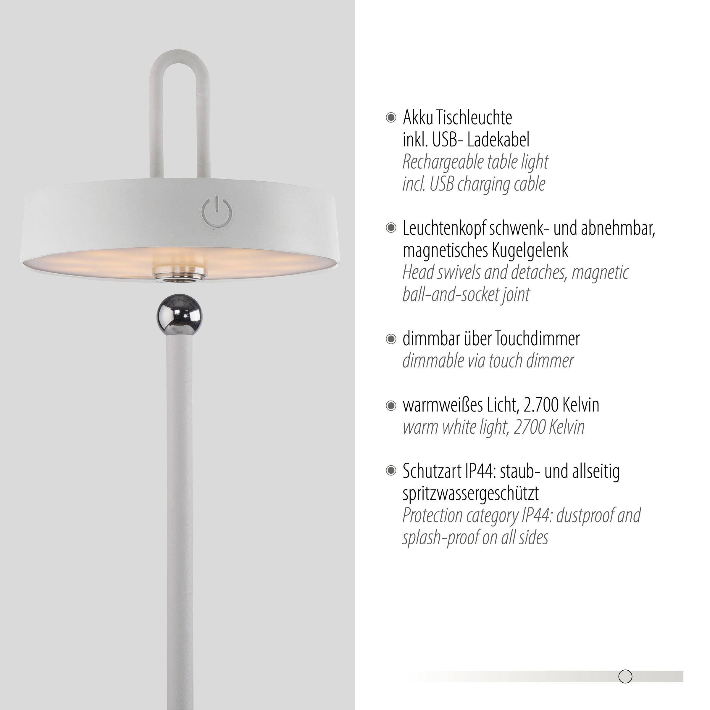 JUST LIGHT Tischleuchte »AMAG«, 1 flammig, Leuchtmittel LED-Modul | LED fest integriert, Akkuleuchte