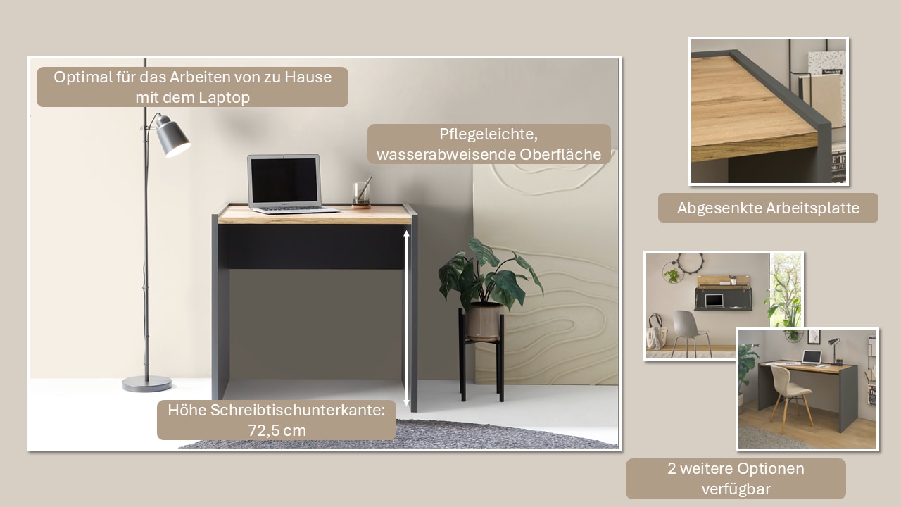 INOSIGN Büromöbel-Set »CITY/GiRON, modernes Design, Homeoff., Büro in zwei Farben/Wotan Eiche«, (Set, 2 tlg.), enthält Hängeschrank, Schreibtisch, wohnliches Home Office