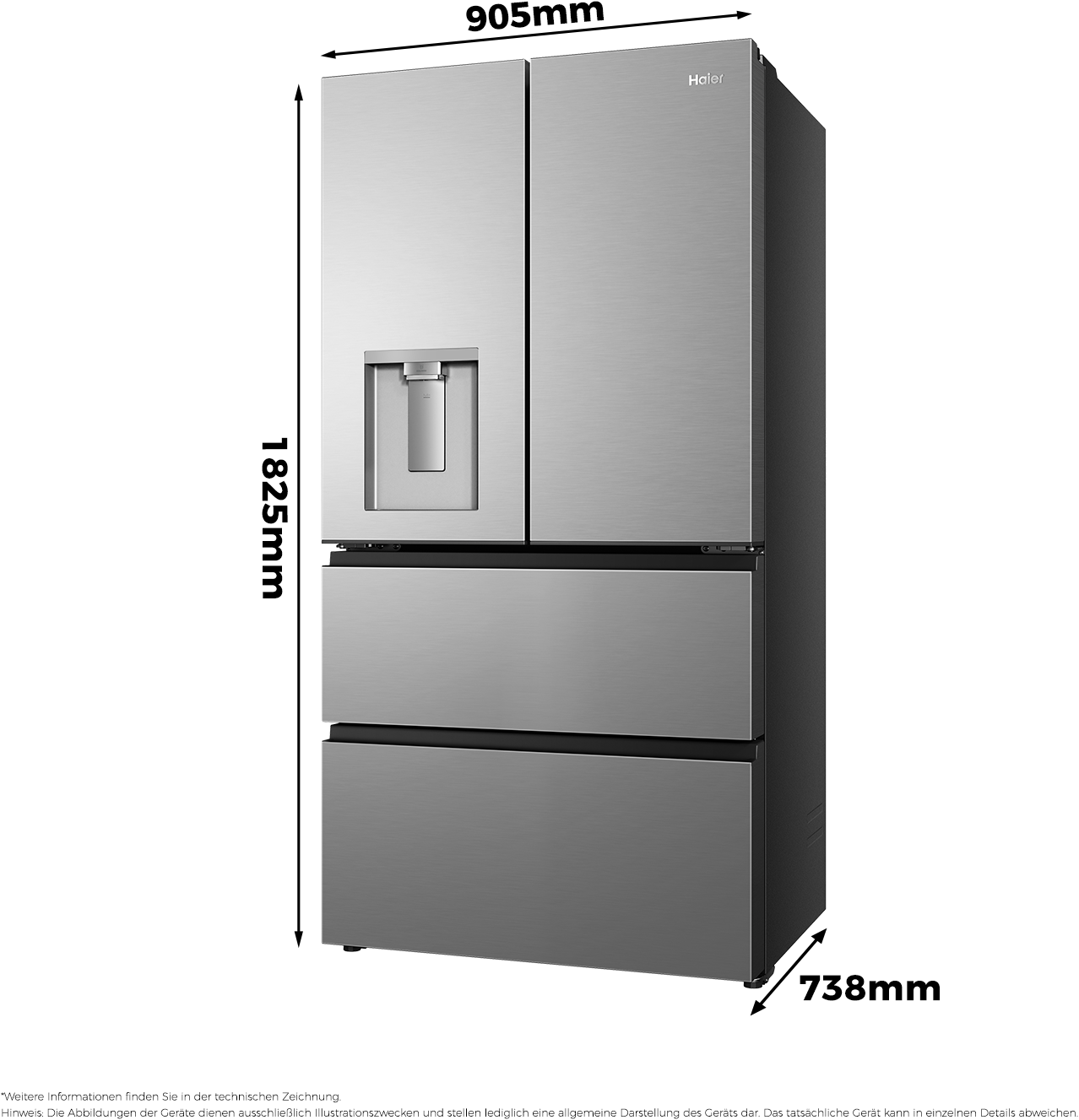 Haier Multi Door Horizon Collection »HFR59F18CWMM« 182,5 cm hoch 90,5 cm breit Wasserdispenser mit Tank