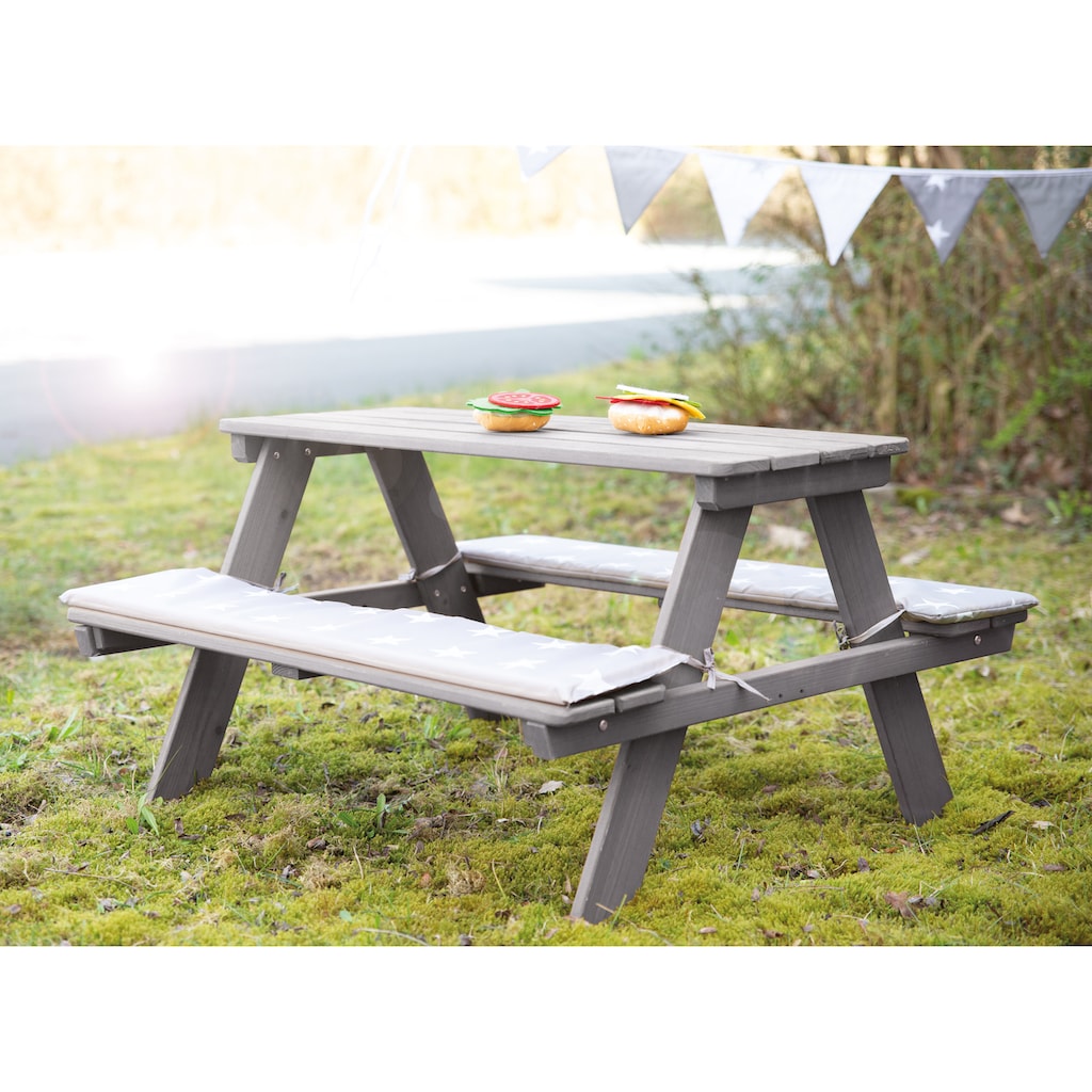 roba® Kindersitzgruppe »Picknick for 4 Outdoor +, Grau«, (Set), mit abgerundeten Ecken; inklusive Sitzauflagen Â»Little StarsÂ«