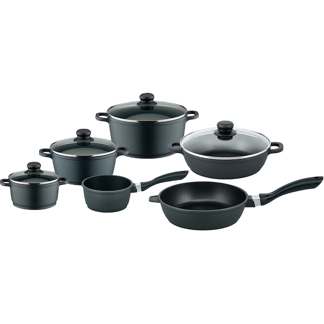 Elo Basic Topf-Set »Black Cast«, Aluminiumguss, (Set, 10 tlg.), Induktion  mit 3 Jahren XXL Garantie