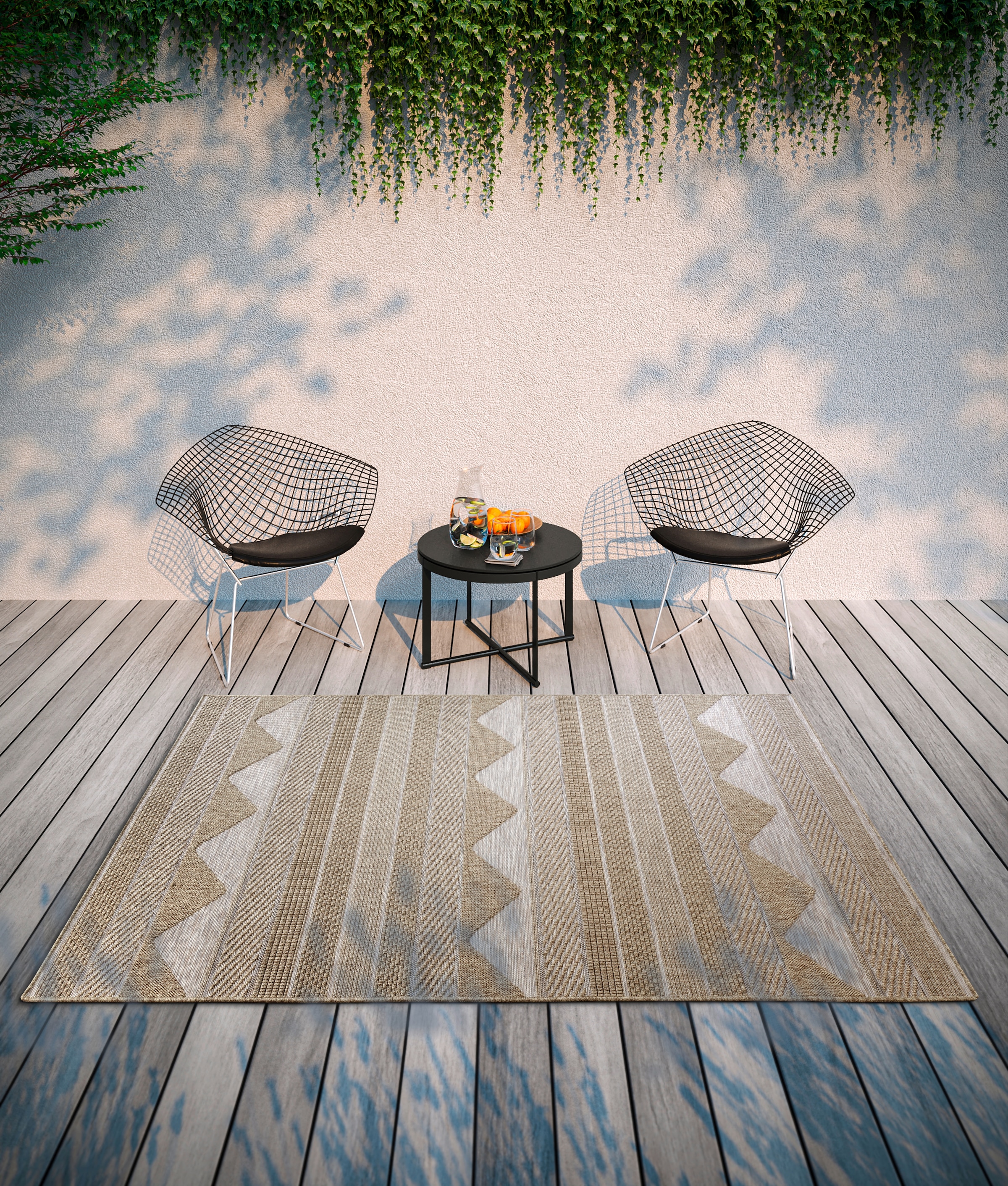 Villeroy & Boch Teppich »Elisabeth«, rechteckig, 8 mm Höhe, In-& Outdoor, Flachgewebe, wetterfest, Terrasse, Balkon, natur, modern