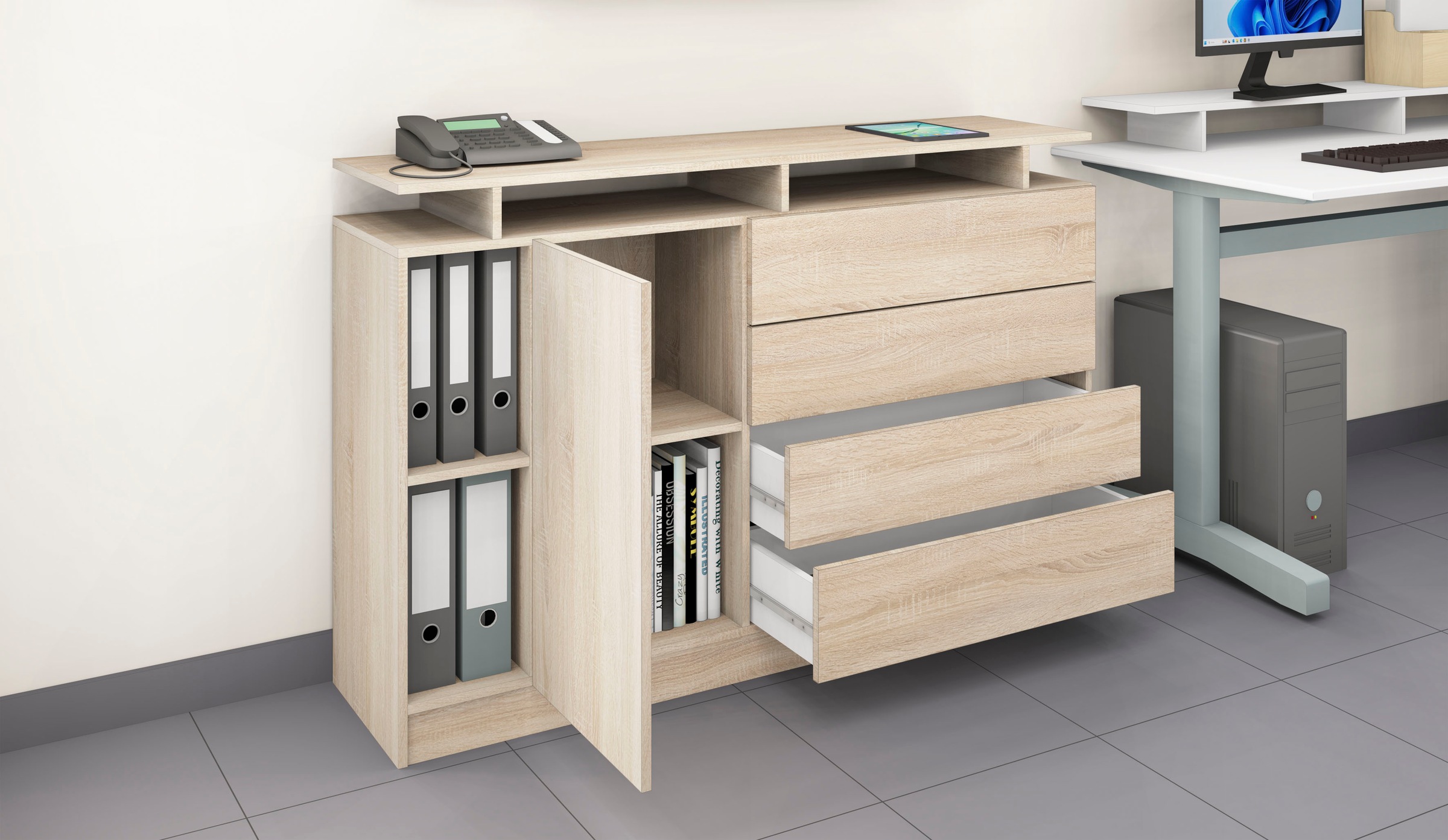 borchardt Möbel Sideboard »Vaasa«, moderne grifflose Optik, Push-to-Open-Funktion