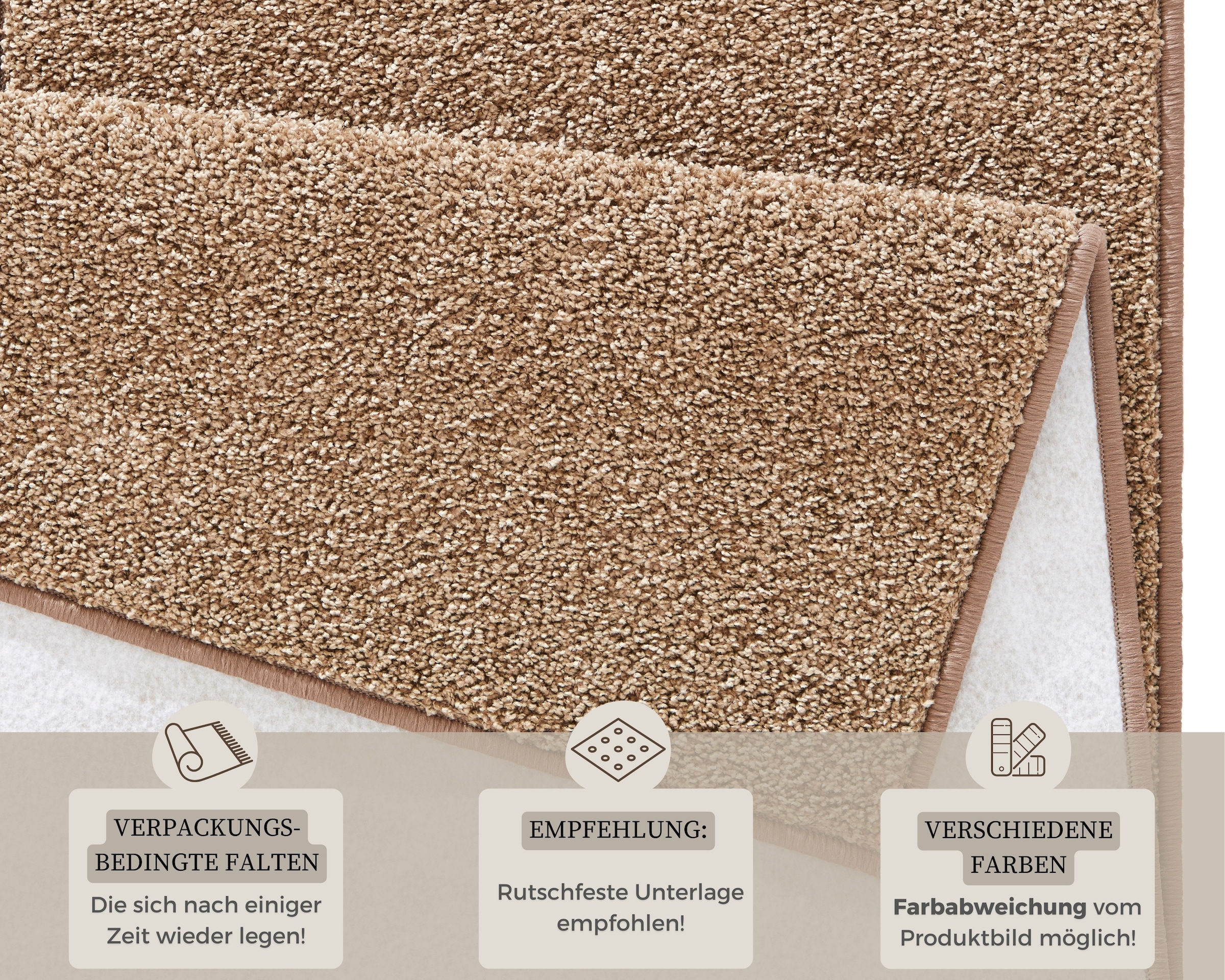 HANSE Home Teppich »Pure 100  Kurzflor« rechteckig 13 mm Höhe Kurzflor, uni, umkettelt, Läufer, Wohnzimmer, Kinderzimmer, Flur