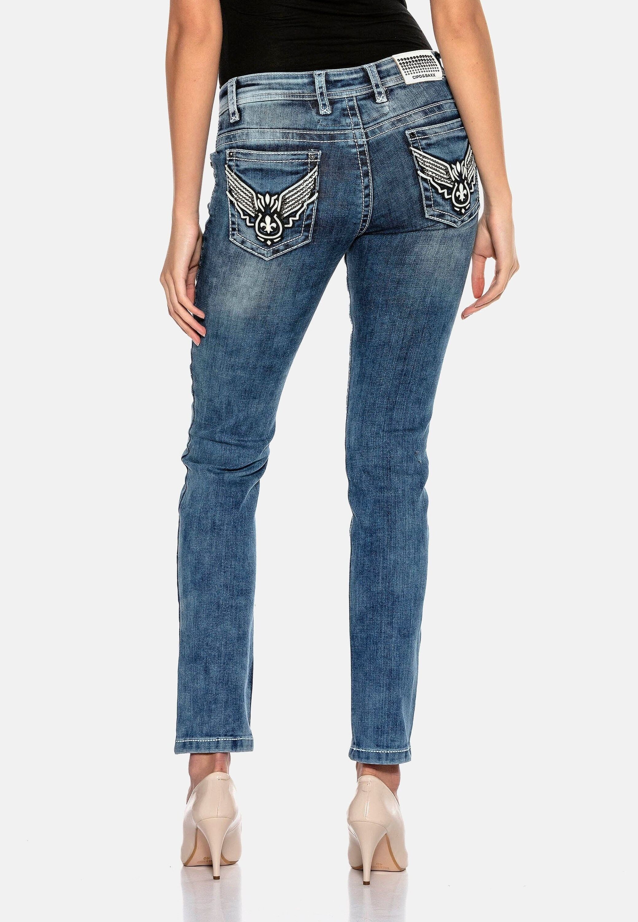 Cipo & Baxx Slim-fit-Jeans »Cipo & Baxx Jeans« mit Flügel Design, WD401