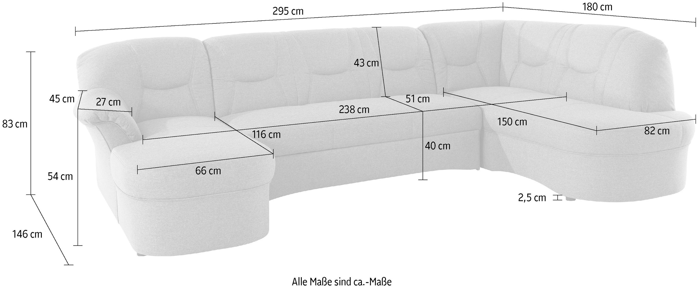 DOMO collection Wohnlandschaft »Sarafina, zeitlos und komfortabel, optional mit Federkern, U-Form« wahlweise mit Bettfunktion