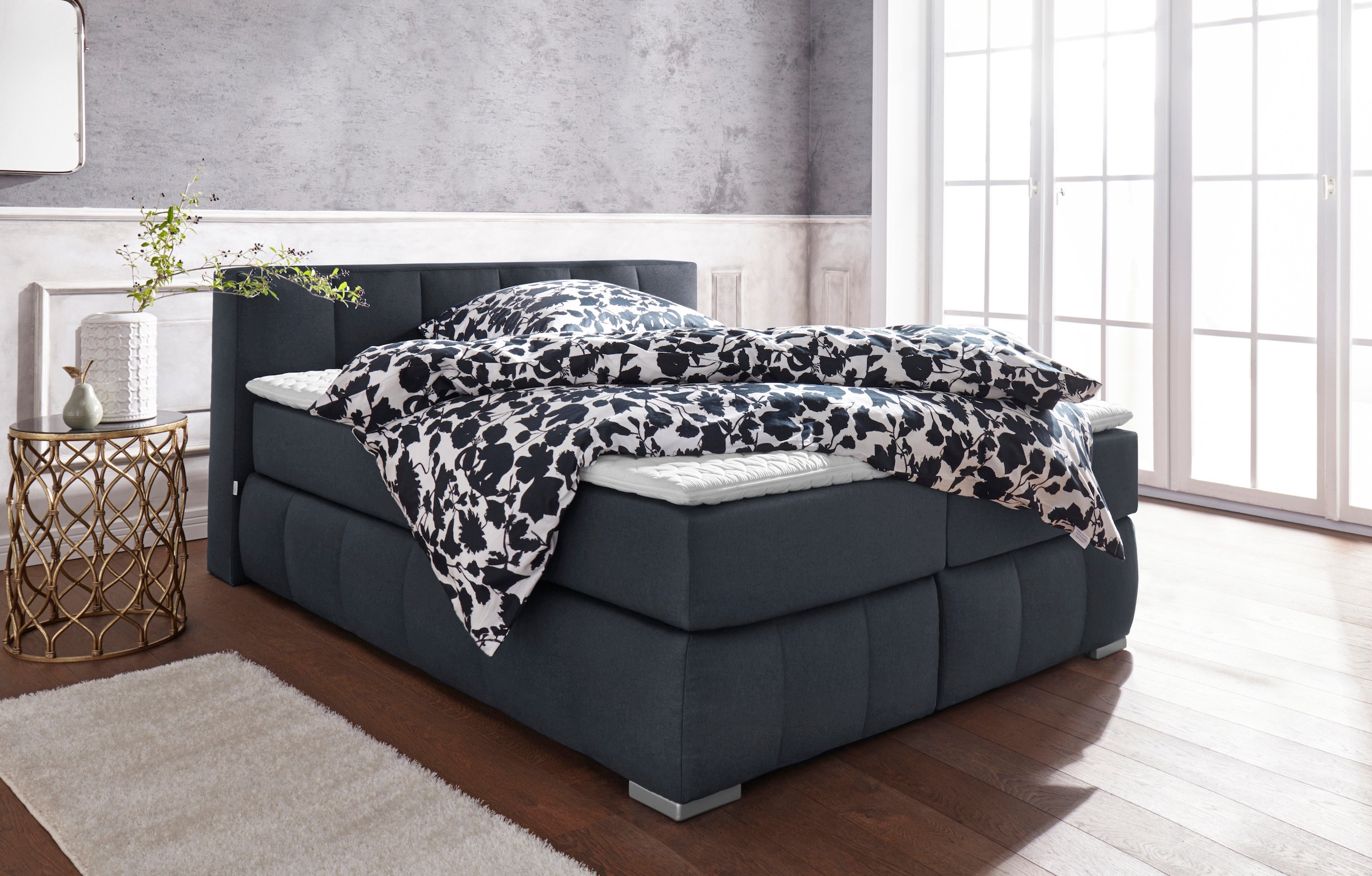 Guido Maria Kretschmer Home&Living Boxspringbett »Chelles«, inkl. Topper, in XXL- Überlänge 220 cm, Unterbox mit feine Wölbung