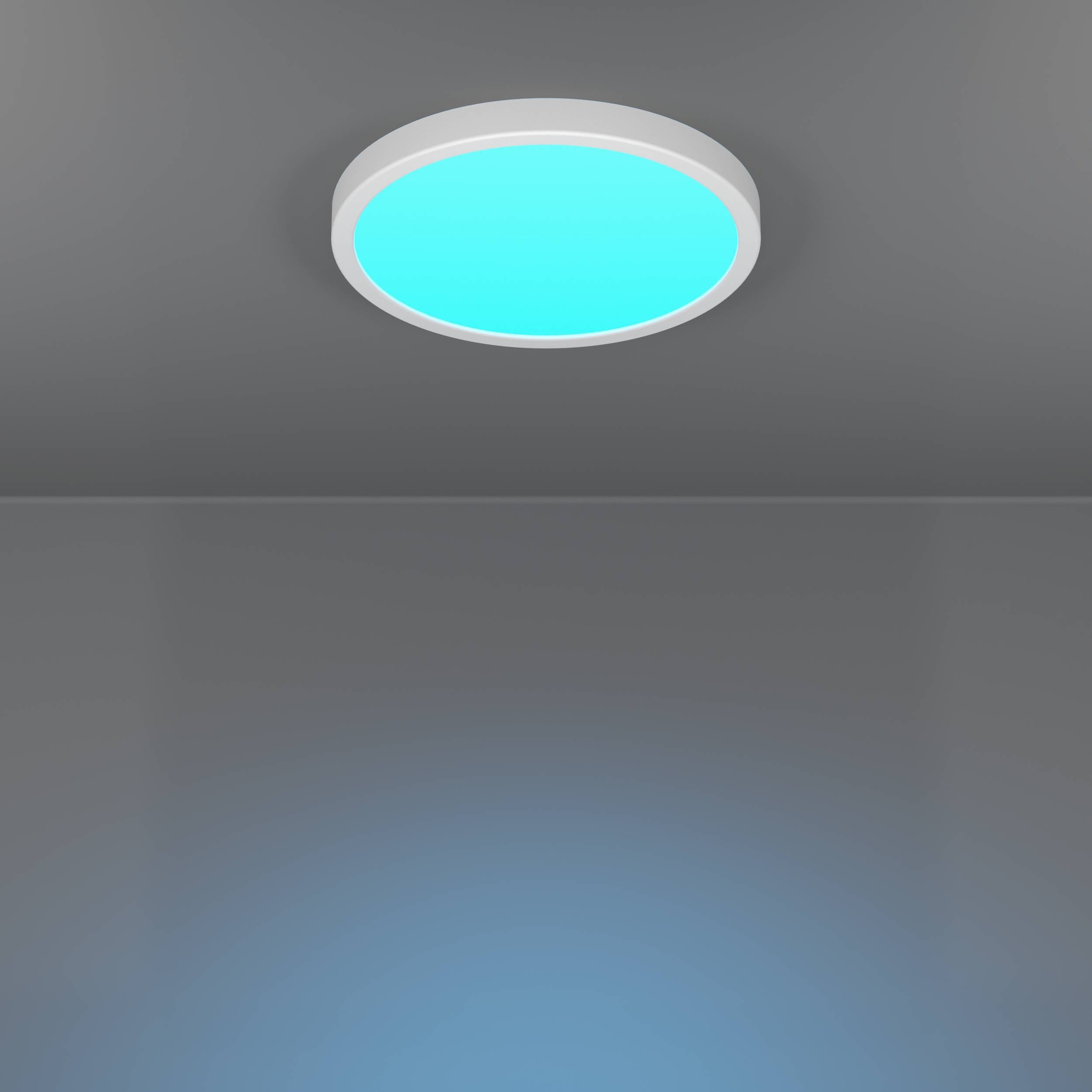 EGLO Aufbauleuchte »Fueva 6-Z Deckenlampe, ZigBee, App und Sprachsteuerung, Badlampe, IP44« LED-Modul 1 Stk. Kaltweiß | RGB Aufbauleuchte - H2,5 x Ø27,8 cm - weiß - 14,3W inkl.