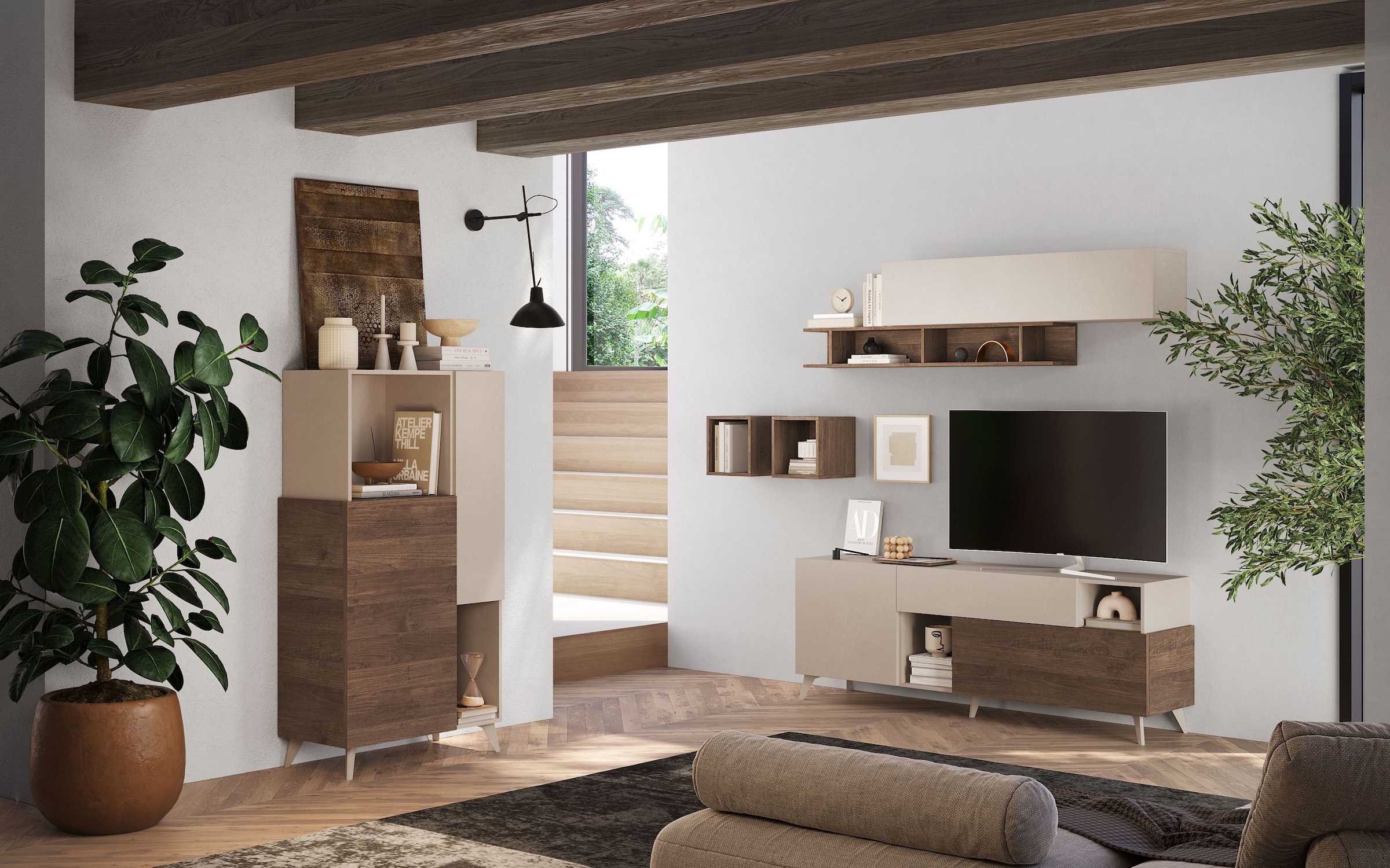 INOSIGN Highboard »Monaco Höhe 154 cm, Stauraumschrank mit 2 Türen (4 Fächer) und 2 offen«, Hohe, schmale Kommode – sanftes Schließen, edles Design, viel Platz
