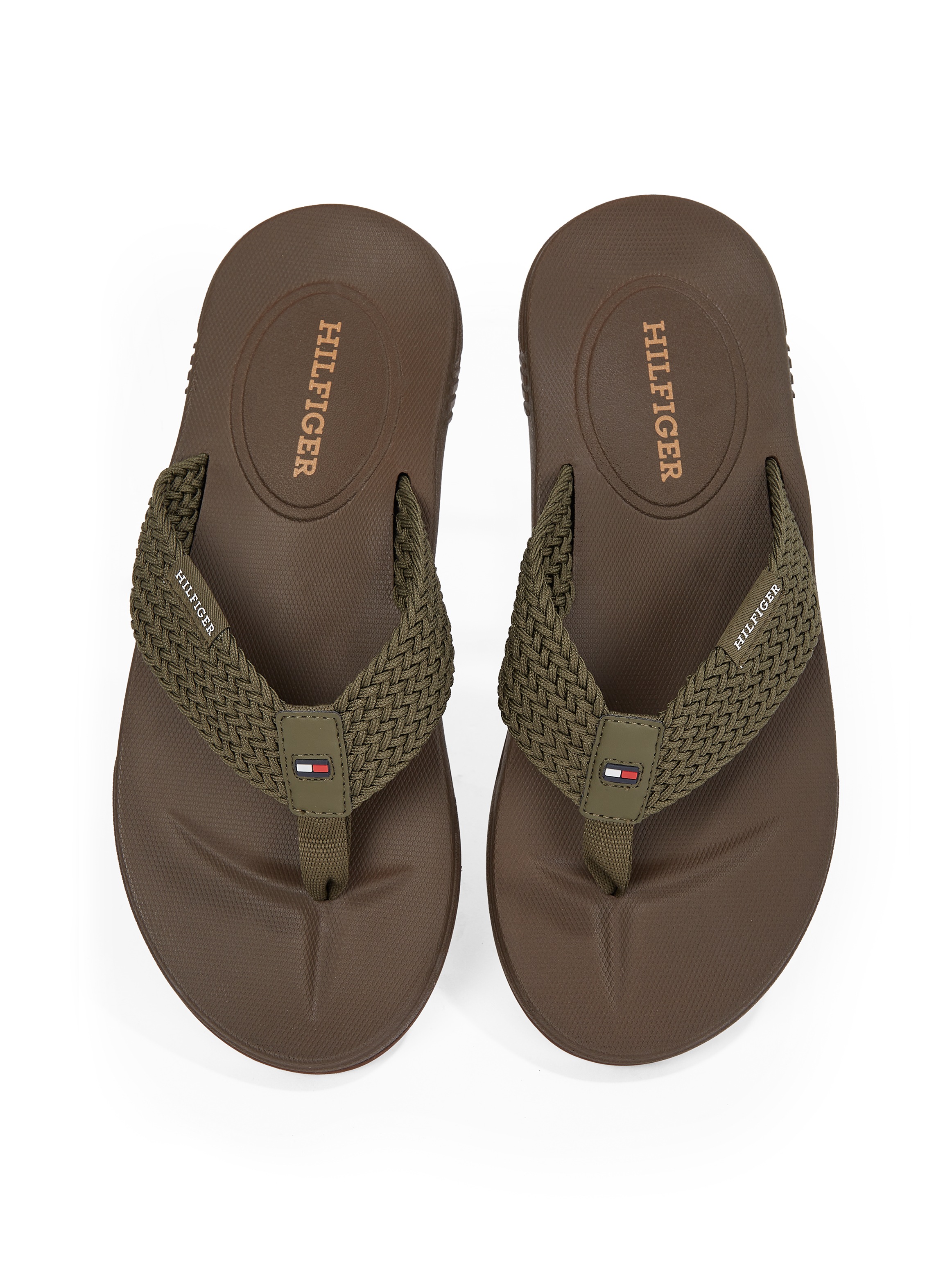 Tommy Hilfiger Zehentrenner »MOLDED HILFIGER WEB BEACH SANDAL«, Sommerschuh, Flats, Strandschuh mit seitlichem Logoschriftzug