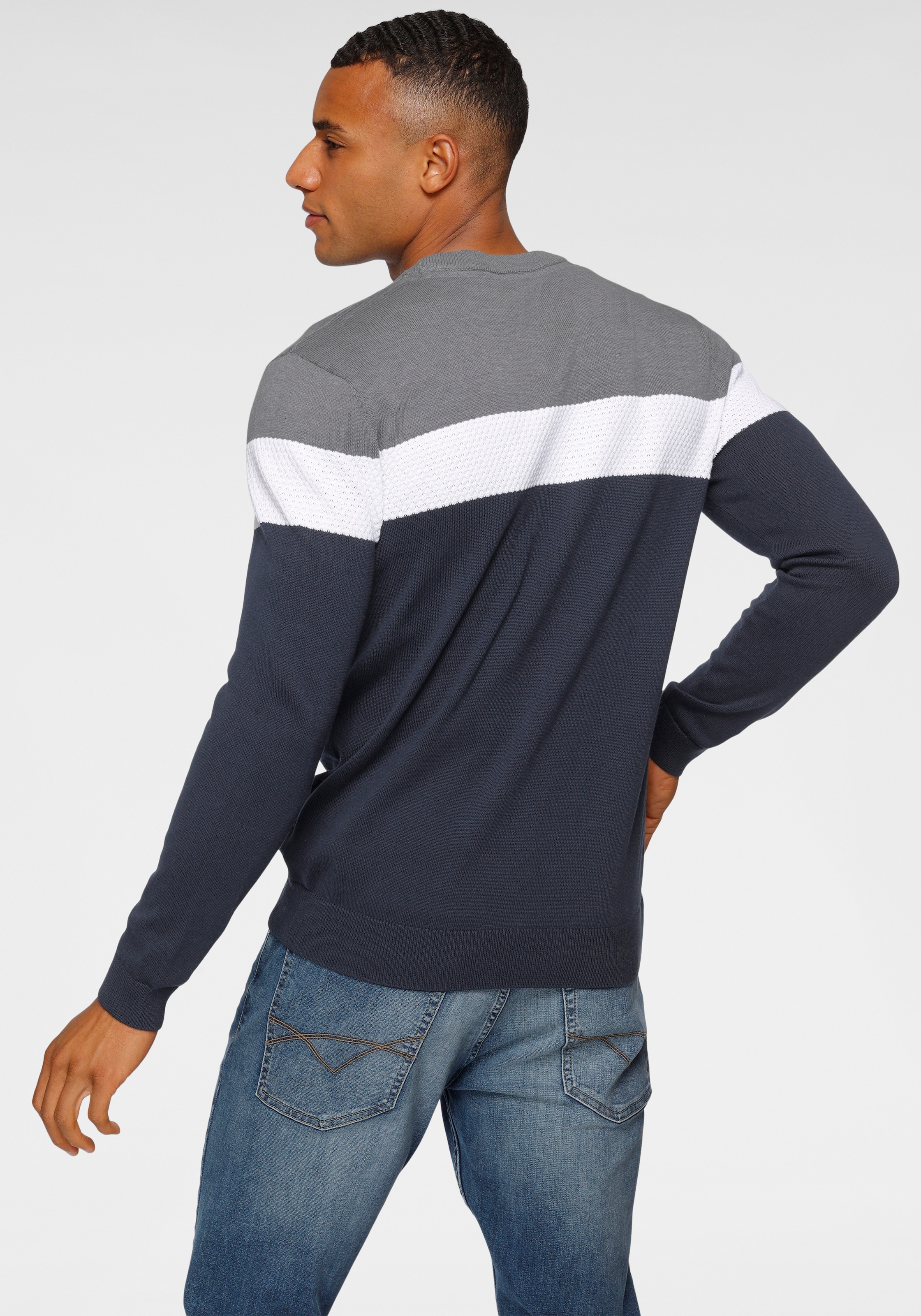 H.I.S Rundhalspullover »neue Farben!«, Colorblocking, in leichter Strickqualität