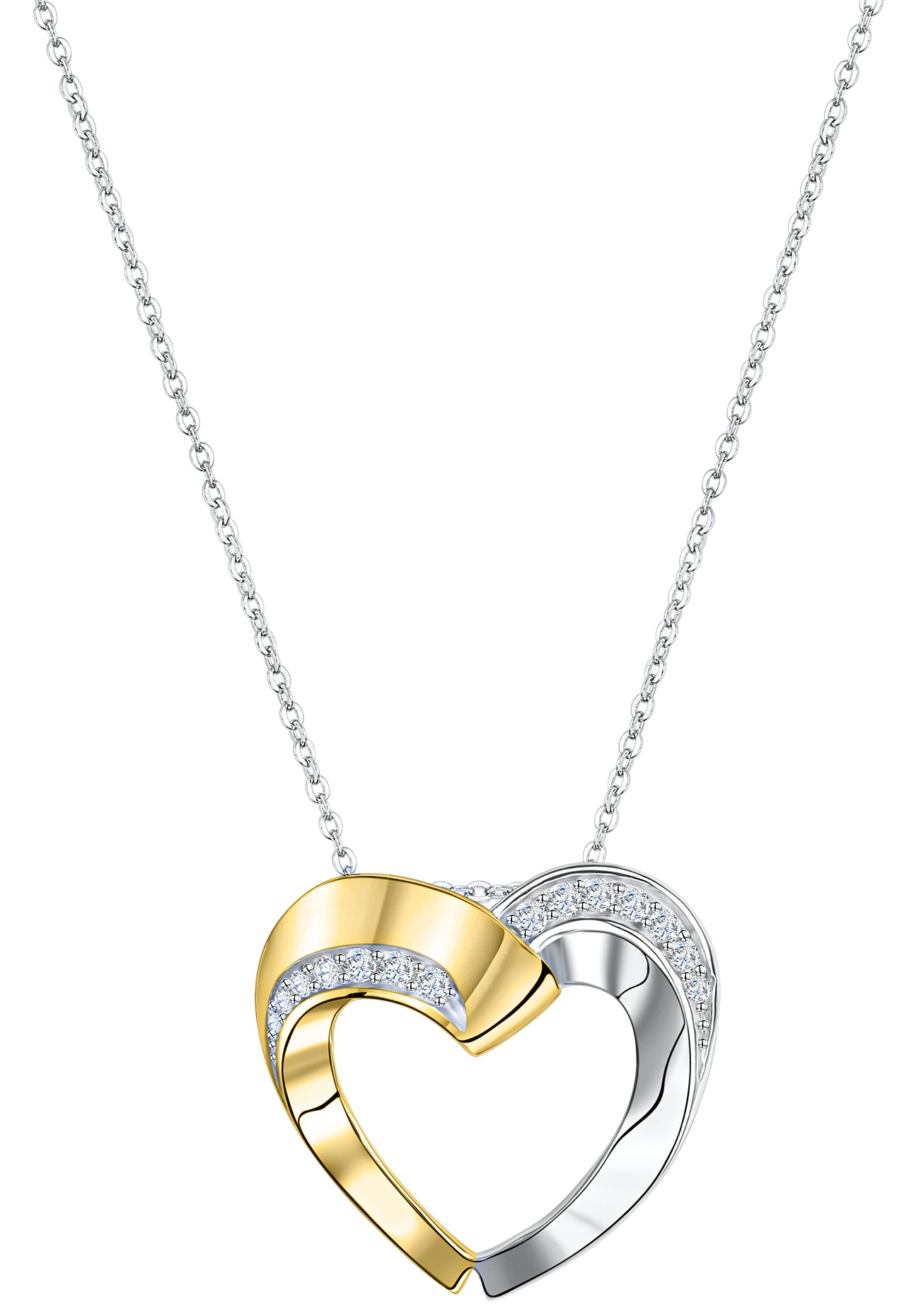 Firetti Kette mit Anhänger »Schmuck Geschenk Silber 925 Halsschmuck Halskette Ankerkette Herz« mit Zirkonia (synth.)