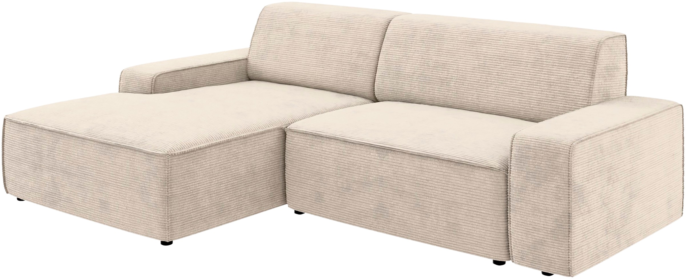 TRENDMANUFAKTUR Ecksofa »Graz, wahlweise mit Sitzvorschub und Bettkasten, L-Form, Breite 246 cm«, in Cord-, haustierfreundlichem LEO Struktur- oder LUMOS-3D-Bezug