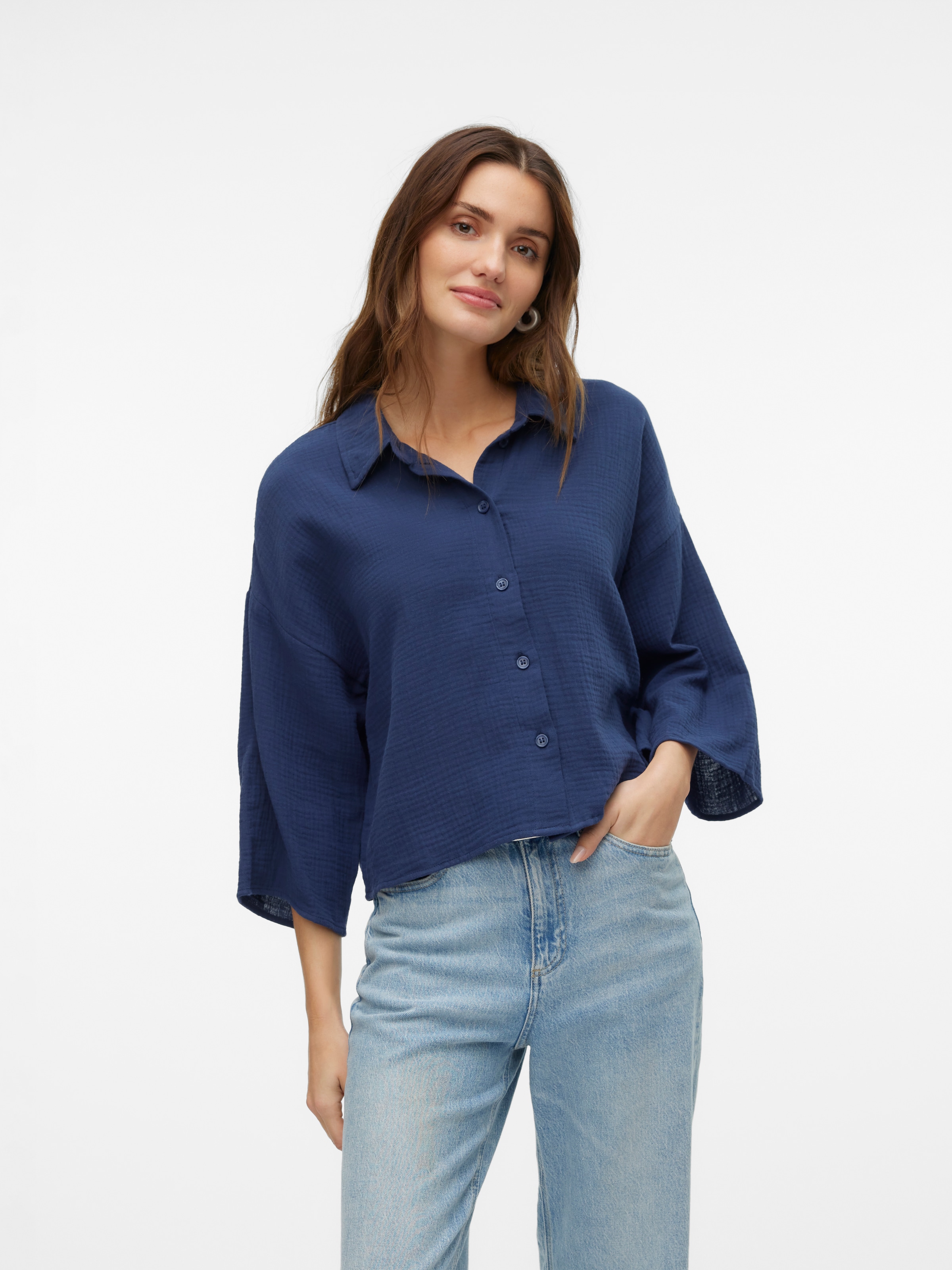 Vero Moda Hemdbluse »VMNATALI CROP SHIRT WVN NOOS«