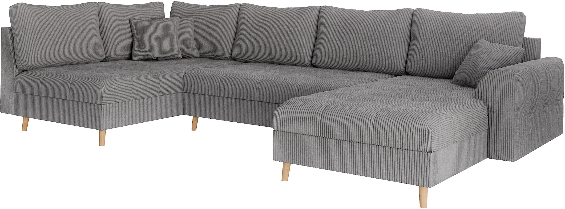 Home affaire Wohnlandschaft »CHARRE U-Form mit Ottomane, Maße B/T/H: 310/161/81 cm«, feine Steppung, lose Rücken- und Zierkissen, auch in Cord und Bouclé