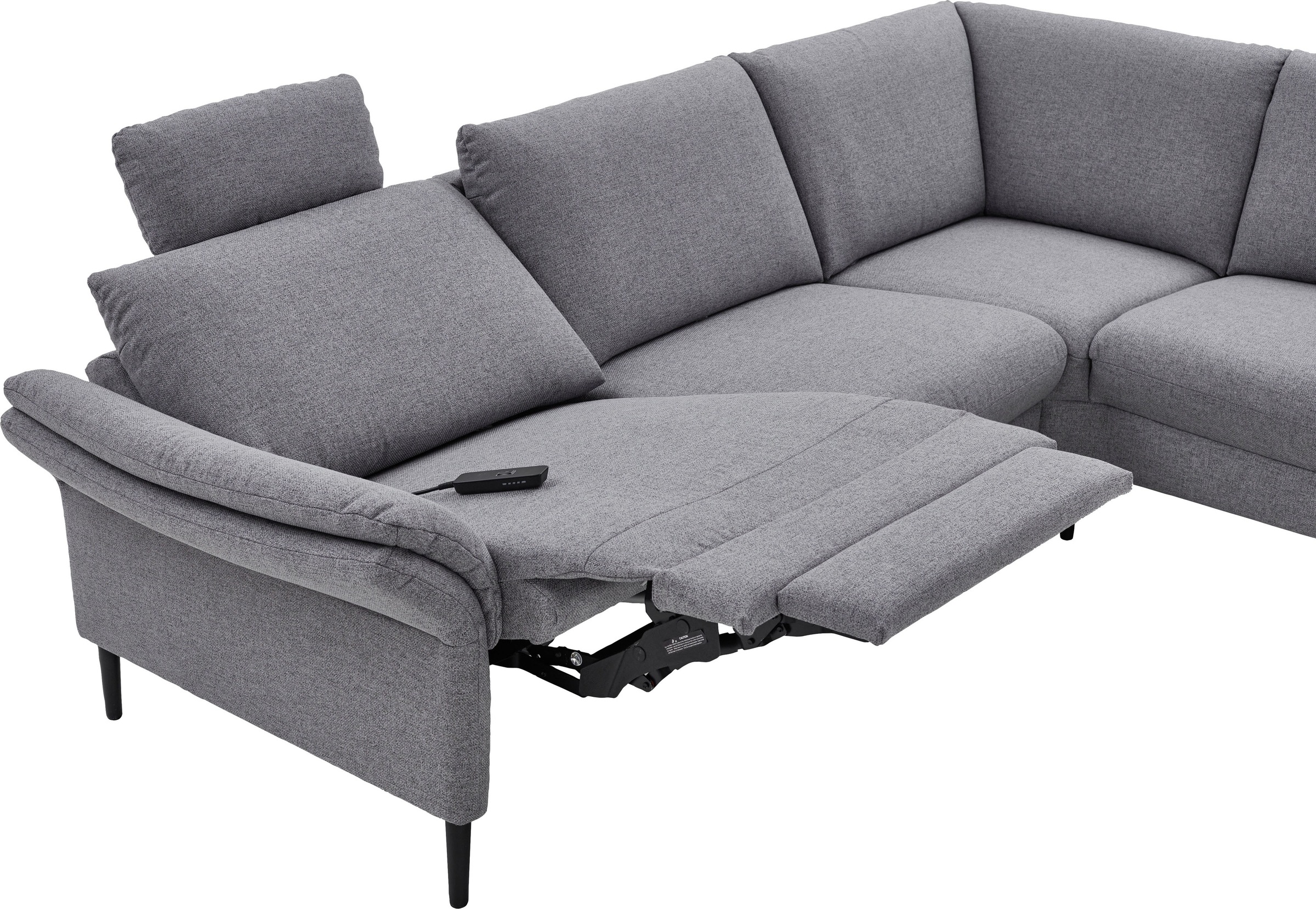 Places of Style Ecksofa »Sarsina: mit Tonnentaschen-Federkern, perfekt zum Entspannen L-Form«, inklusive 2 motorischen Relaxfunktionen mit Herz-Waage-Beschlag