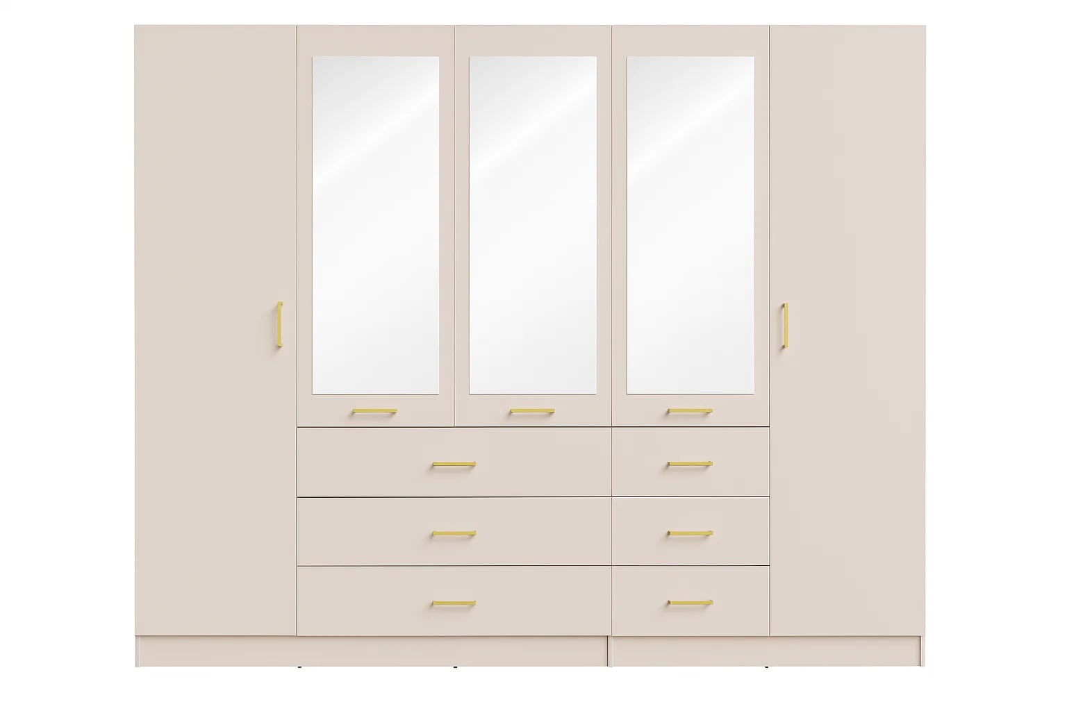 Home affaire Kleiderschrank »KOS Garderobe mit 6 Schubladen, Kleiderstange, 5 Einlegeböden, Spiegel«