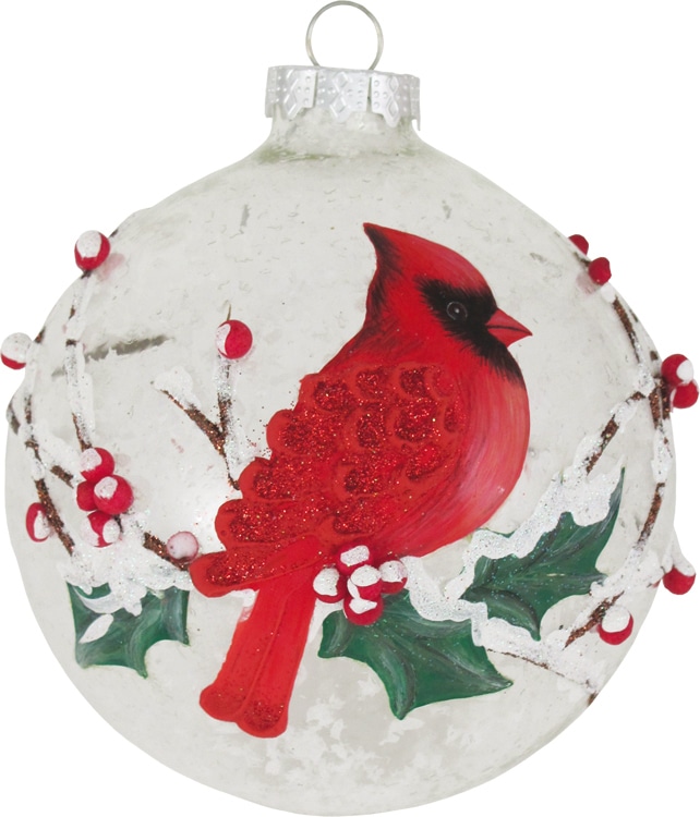 Krebs Glas Lauscha Weihnachtsbaumkugel »CBK50318, Weihnachtsdeko, Christbaumschmuck, Christbaumkugeln Glas«, (1 St.), mit Schnee gefüllt und 3D-Kardinal