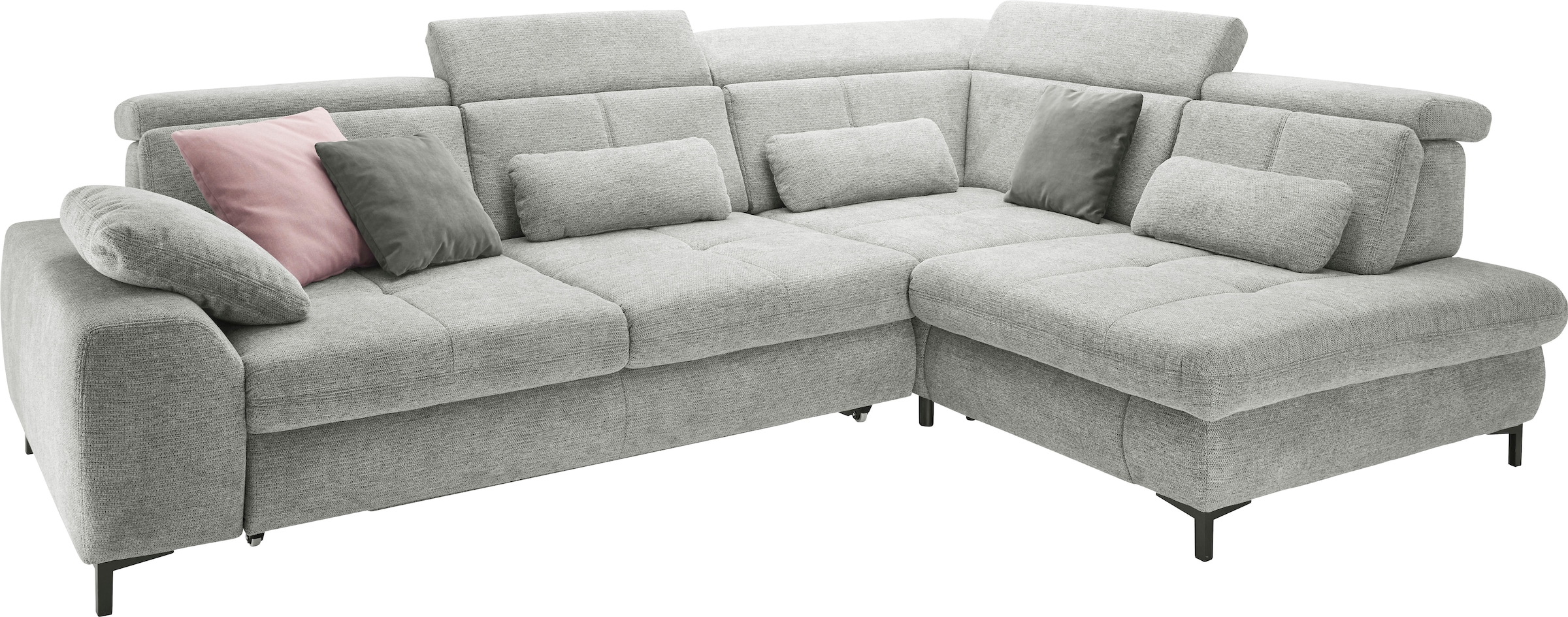 set one by Musterring Ecksofa »SO 3400 Sitzhöhe 47cm oder 49cm, Sitztiefe verstellbar, B/T 317/220 cm«, Kaltschaumpolsterung, Flachgewebe, whlw. mit Funktionen, Sitzhöhe 49