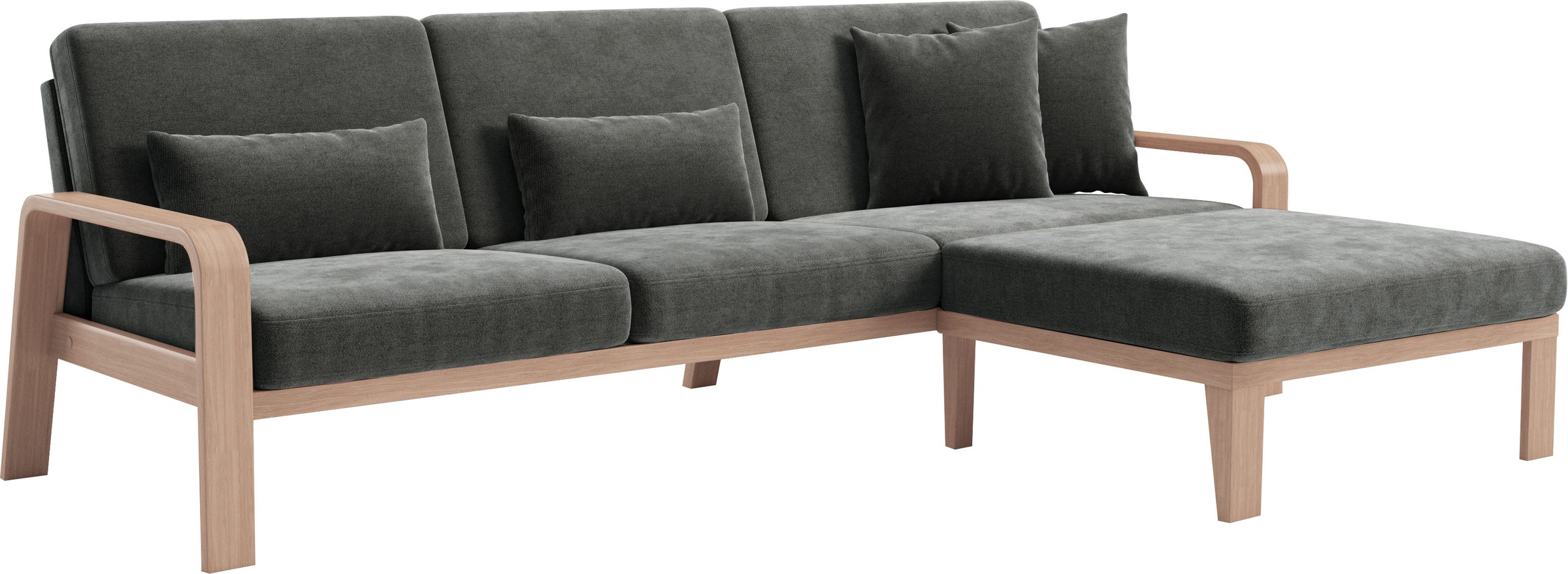 sit&more Ecksofa »Kolding L-Form«, Armlehnen aus Buchenholz in natur, verschiedene Bezüge und Farben