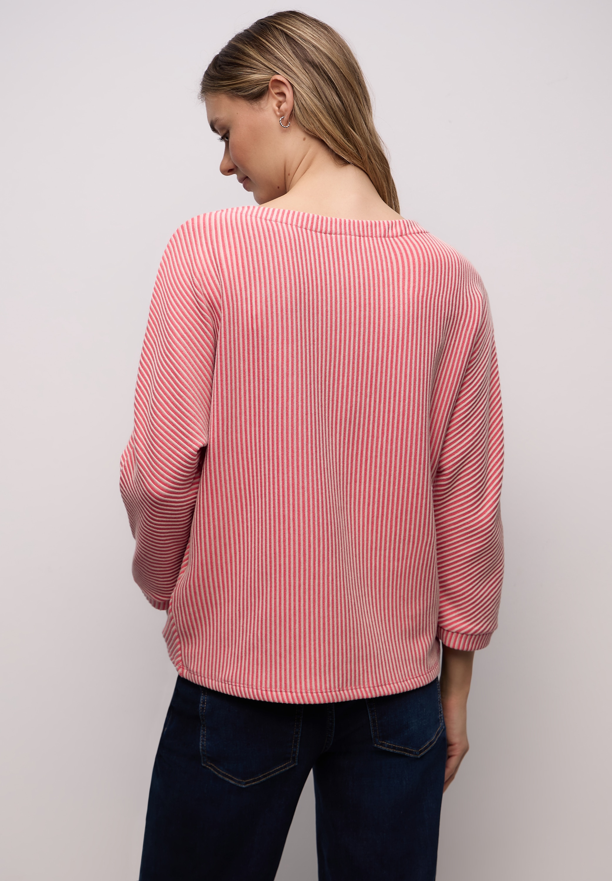 STREET ONE Strickpullover 3/4-Arm mit Two-Tone-Effekt und feinem Strukturmuster