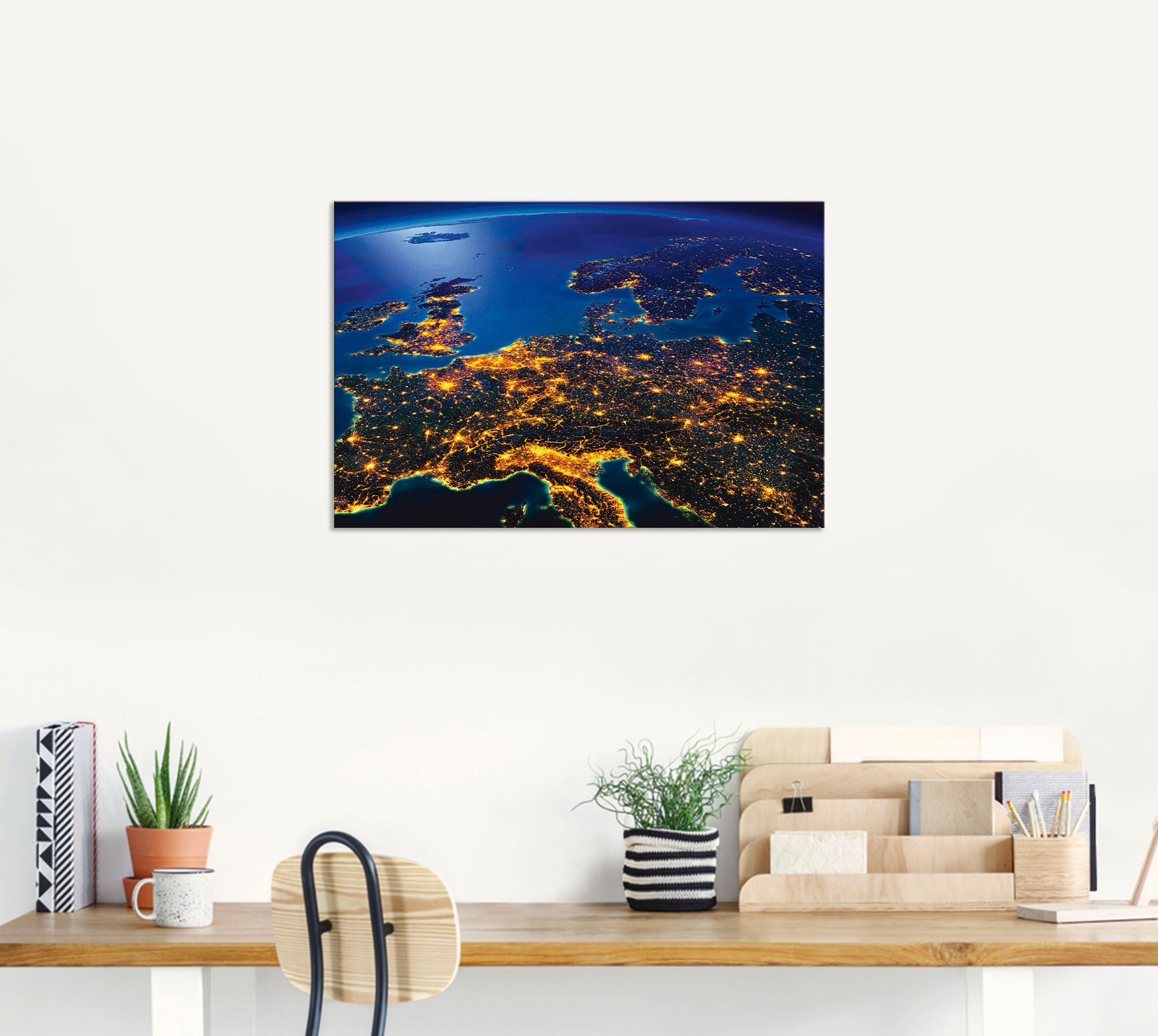 Artland Wandbild »Zentral Europa vom Weltraum«, Weltall & Kosmos, (1 St.), als Alubild, Outdoorbild, Leinwandbild, Poster, Wandaufkleber