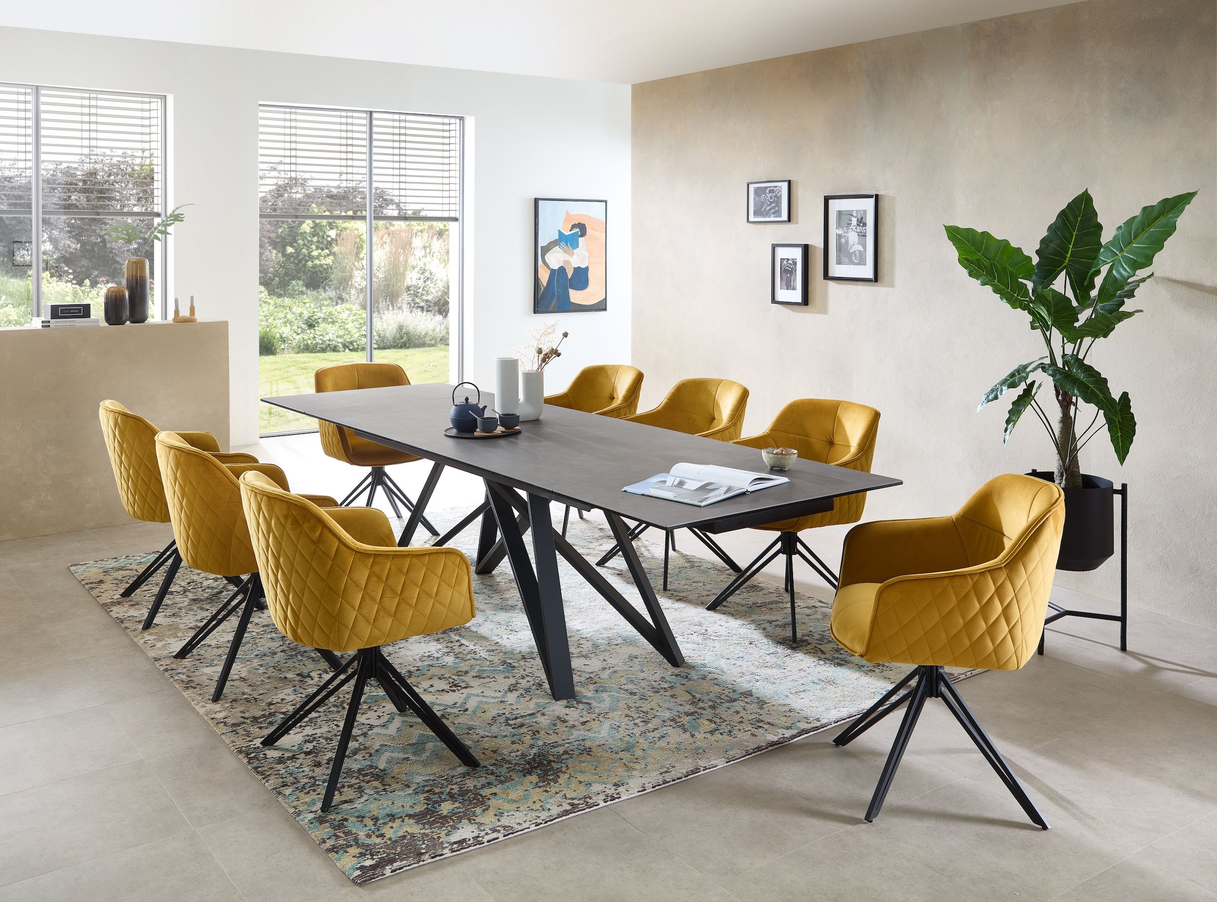 Stolkom Esstisch »Charly Esszimmertisch Keramik, ausziehbar 280 cm, BxHxT 180x75x95 cm«, Keramikoberfläche,Tischplatte beidseitig ausziehbar 180 auf 280 cm