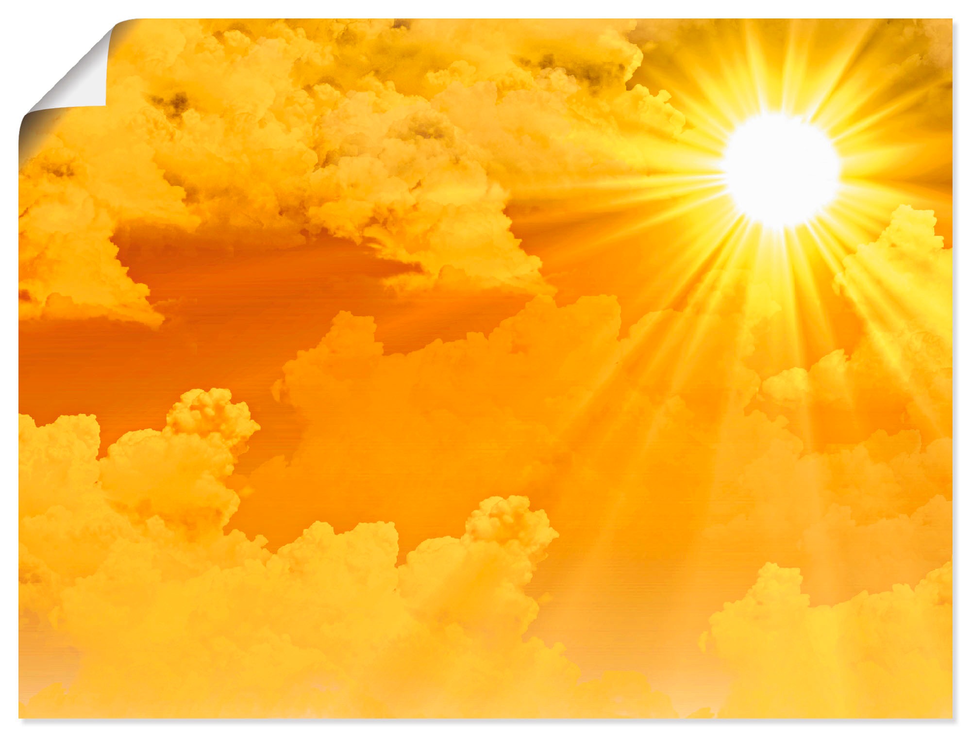 Himmel, als oder kaufen Artland bequem versch. »Warme (1 in Alubild, Wandaufkleber Größen Wandbild Sonnenstrahlen«, St.), Poster Leinwandbild,