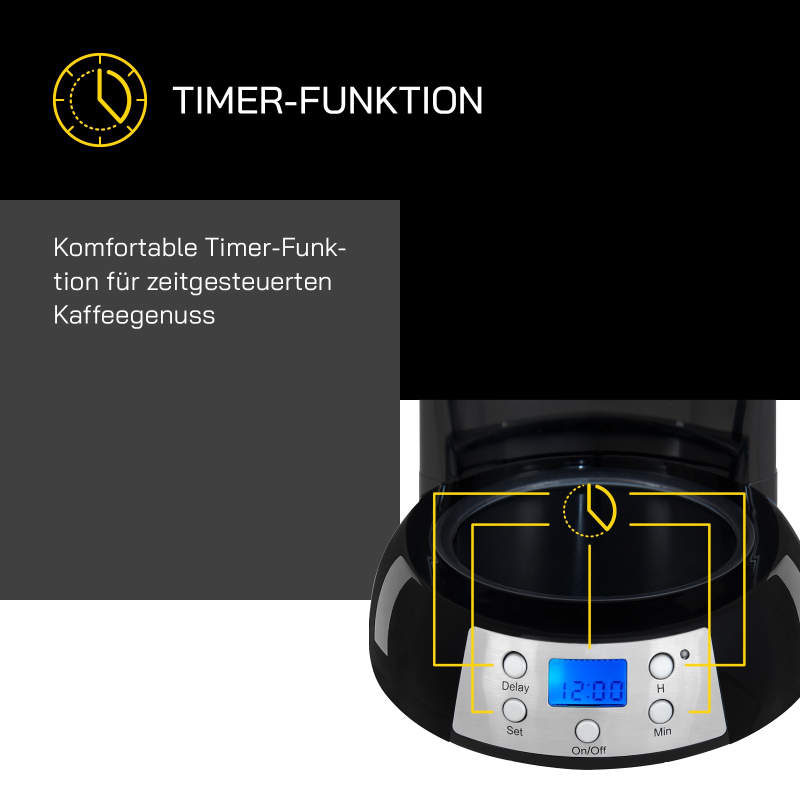 Gutfels Filterkaffeemaschine »COFFEE 3300 C«, 1,5 l Kaffeekanne, Papierfilter, 1x4, 1,50 L Glaskanne, 1080 Watt