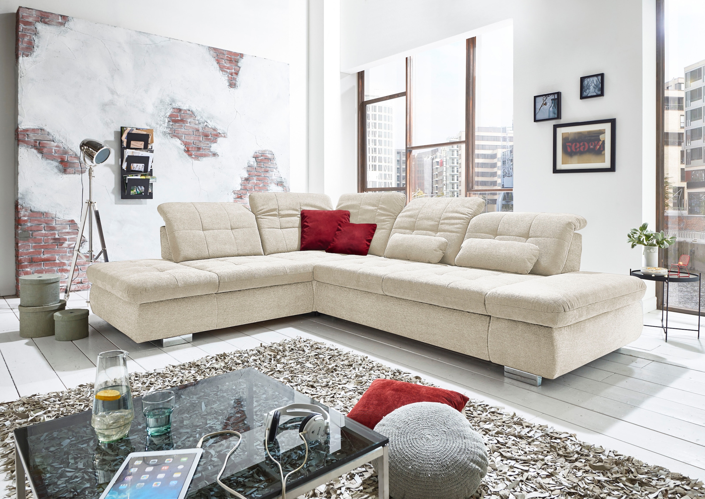 Die PlanBar Ecksofa »MP-IN17004 L-Form, Breite 323 cm, mit Kaltschaum-Polsterung« inkl. Sitztiefenverstellung, wahlweise weitere Funktionen