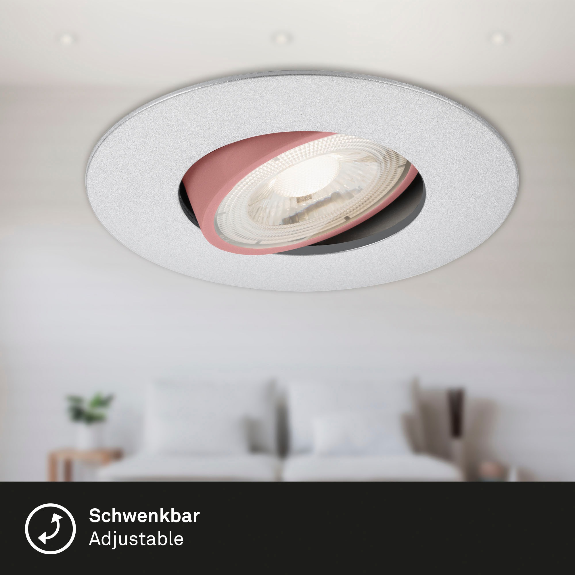 Briloner Leuchten LED Einbauleuchte »7048034 KULANA« LED-Board Warmweiß Einbauleuchte SET schwenkbar + dimmbar IP23 Ø 9cm