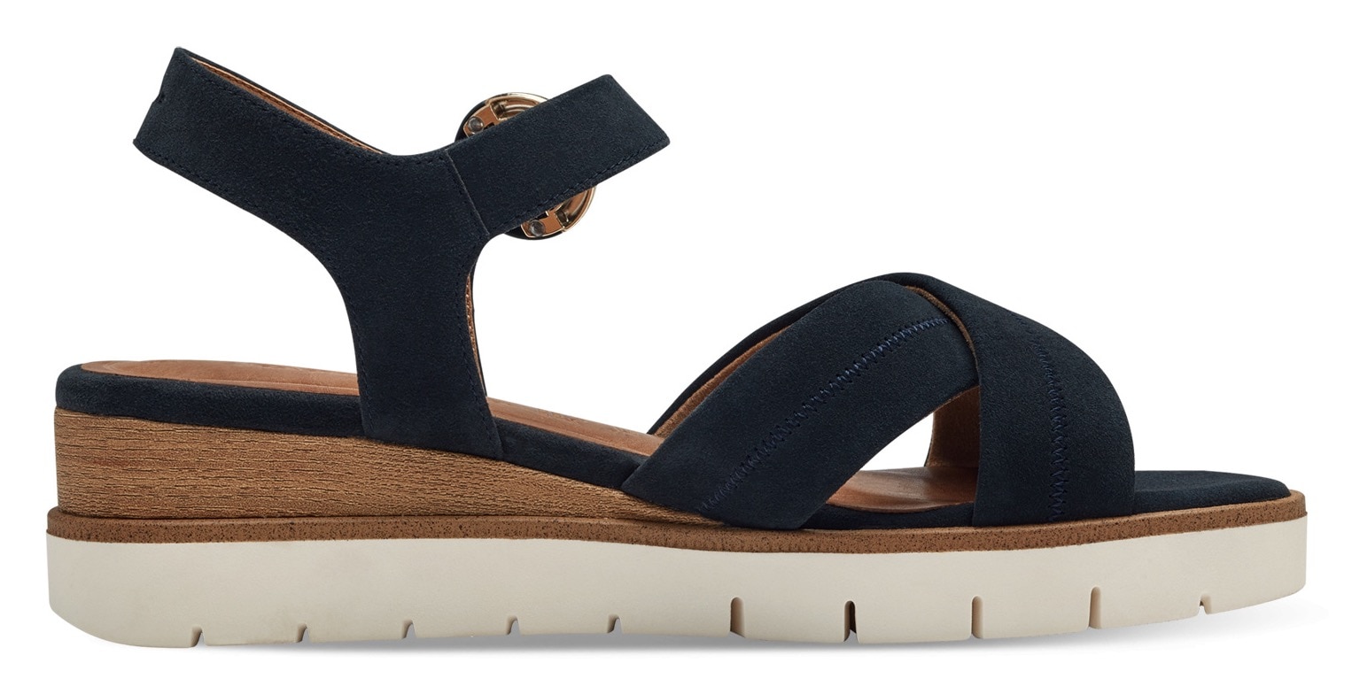 Tamaris Keilsandalette  , Sommerschuh, Riemchensandale mit Ziernähten